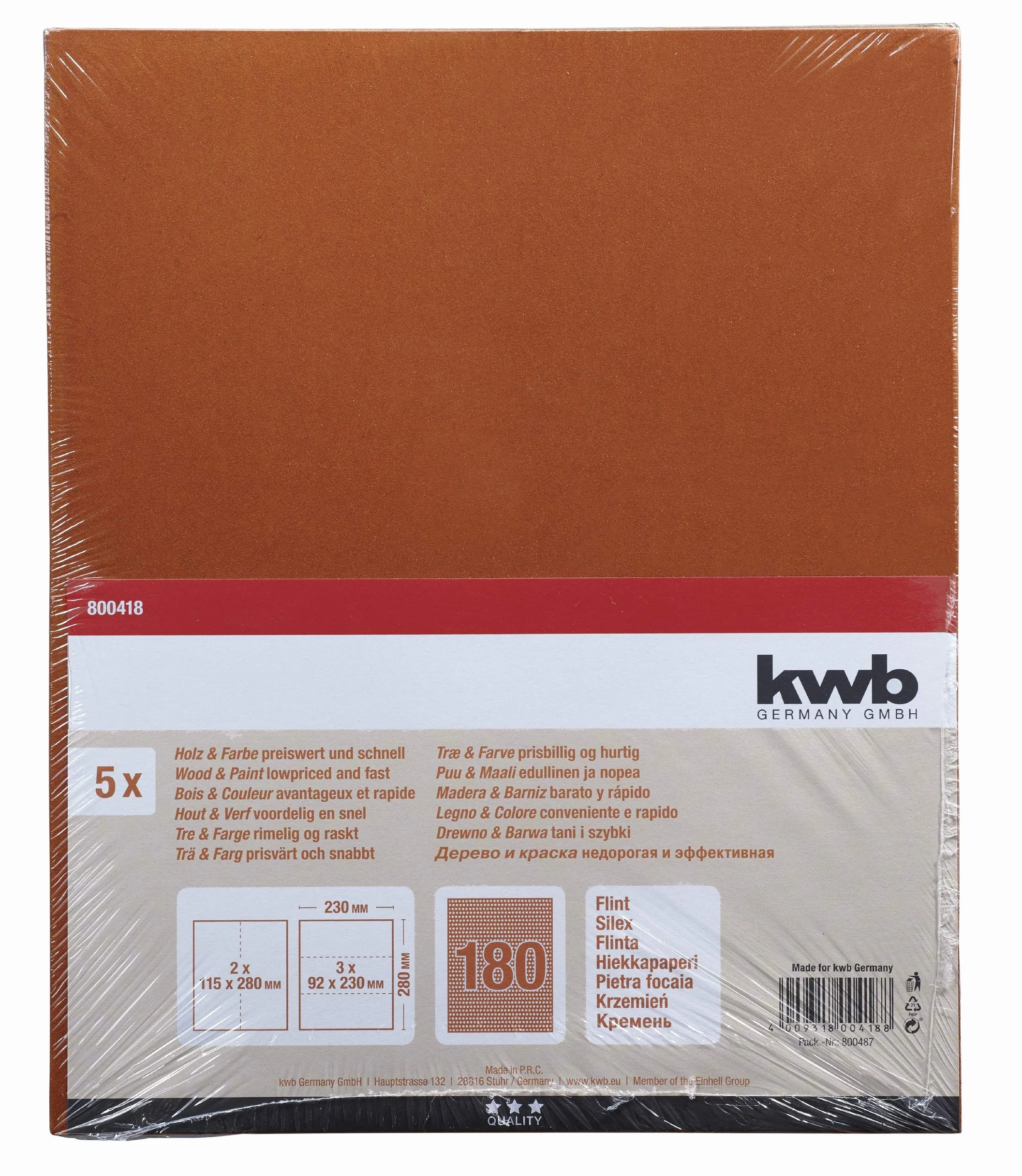 kwb Papier ścierny łuk szlifierski Flint 230 x 280 mm K-180 5 szt.