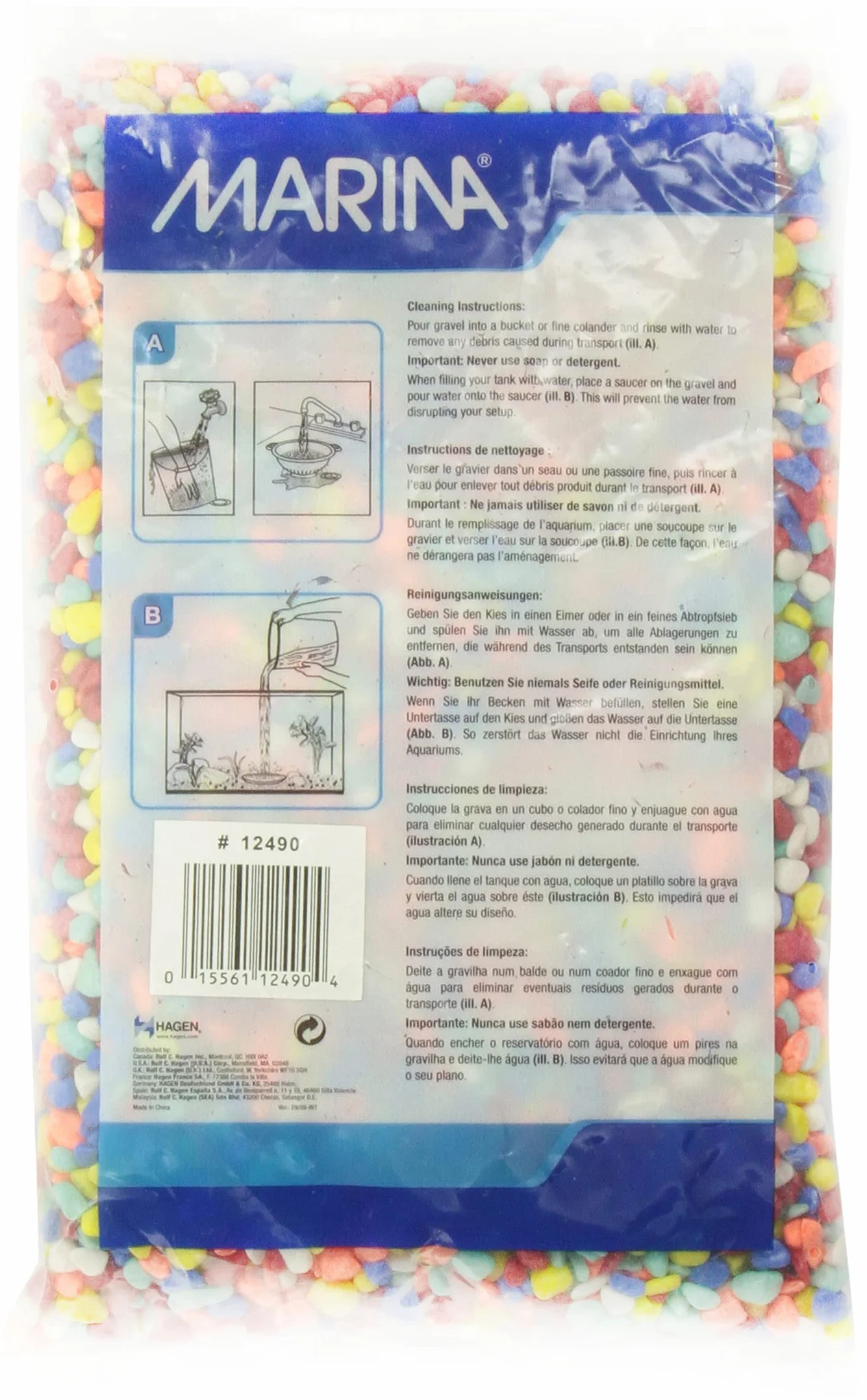 Marina Dekoracyjne akwarium tęczowy żwir, wielokolorowe, 2 kg