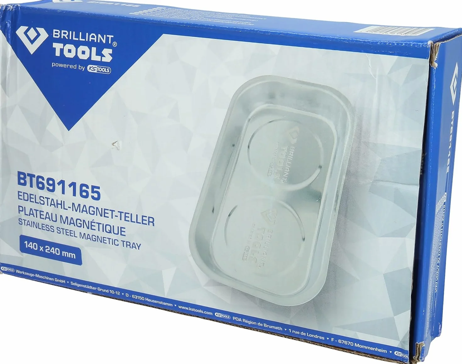 BRILLIANT TOOLS BT691165 Taca / miska magnetyczna ze stali nierdzewnej, 140 x 240 mm [Powered by KS TOOLS]