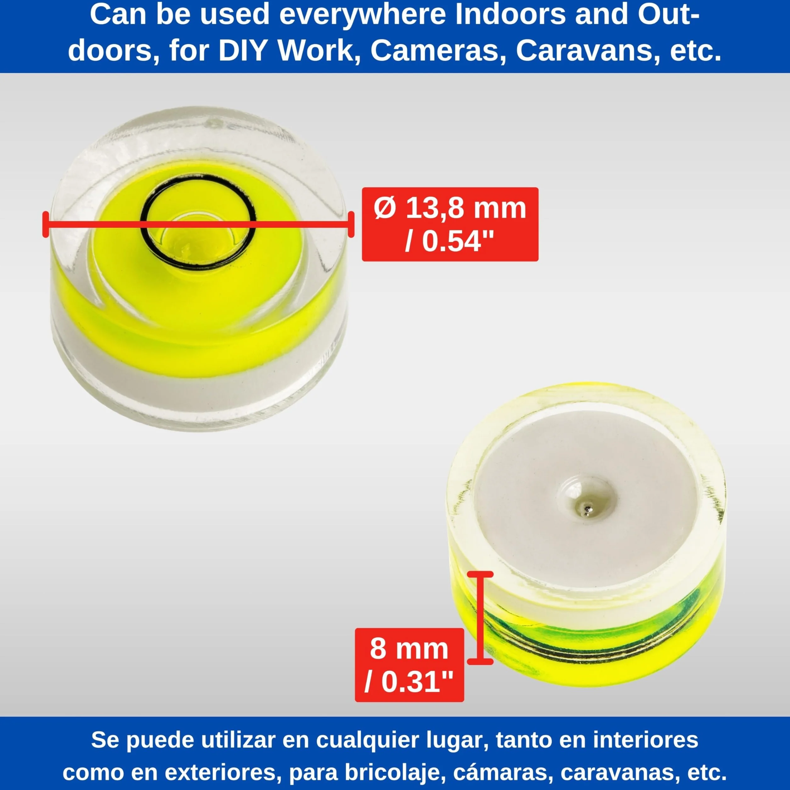 Zestaw okrągłych ważek, 5 sztuk, średnica 13,8 mm, poziomica bez napisu, poziomica bez napisu, poziomica do poziomowania okręgów, libelka do puszek do przyczep kempingowych, aparatów, majsterkowiczów,