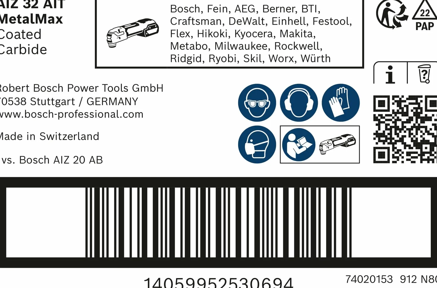 Bosch Professional 1x Brzeszczoty do cięcia wgłębnego EXPERT MetalMax AIZ 32 AIT (do Stal, Stal nierdzewna, Szerokość 32 mm, Akcesoria Narzędzie wielofunkcyjne)
