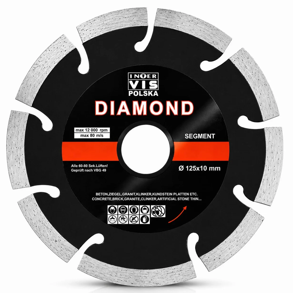 Tarcza diamentowa 125 mm do betonu Inter Vis 22,2 mm tarcza tnąca do szlifierki kątowej beton cegła kamień