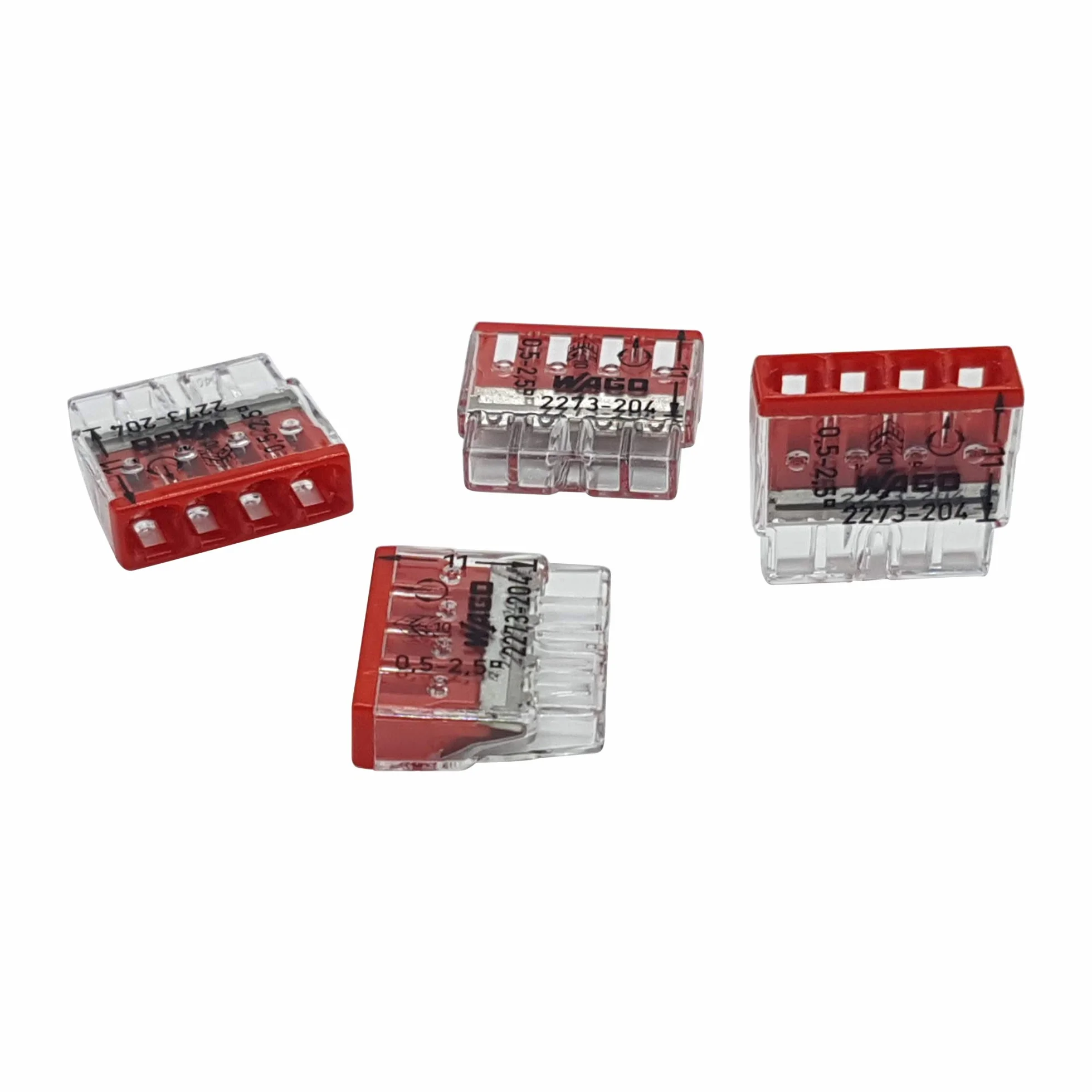 Wago 2273-204 COMPACT Zaciski przyłączeniowe, Ø 0,5–2,5 mm², 4-biegunowe, przezroczyste/białe, 10 szt.