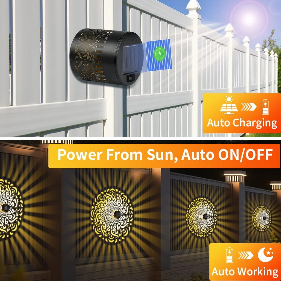 Lampy solarne do użytku na zewnątrz, 2 sztuki Latarnia solarna do użytku na zewnątrz IP65 wodoodporna dekoracja balkonu, metalowa lampa ogrodowa LED do dekoracji ogrodu, dekoracji ogrodowej