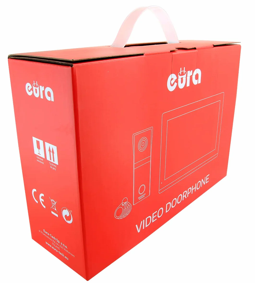 EURA VDP-99C5 4-przewodowy wideodomofon, kolorowy monitor 10", 2 wejścia, WiFi, szyfrowanie, RFID, 1080p, czarny