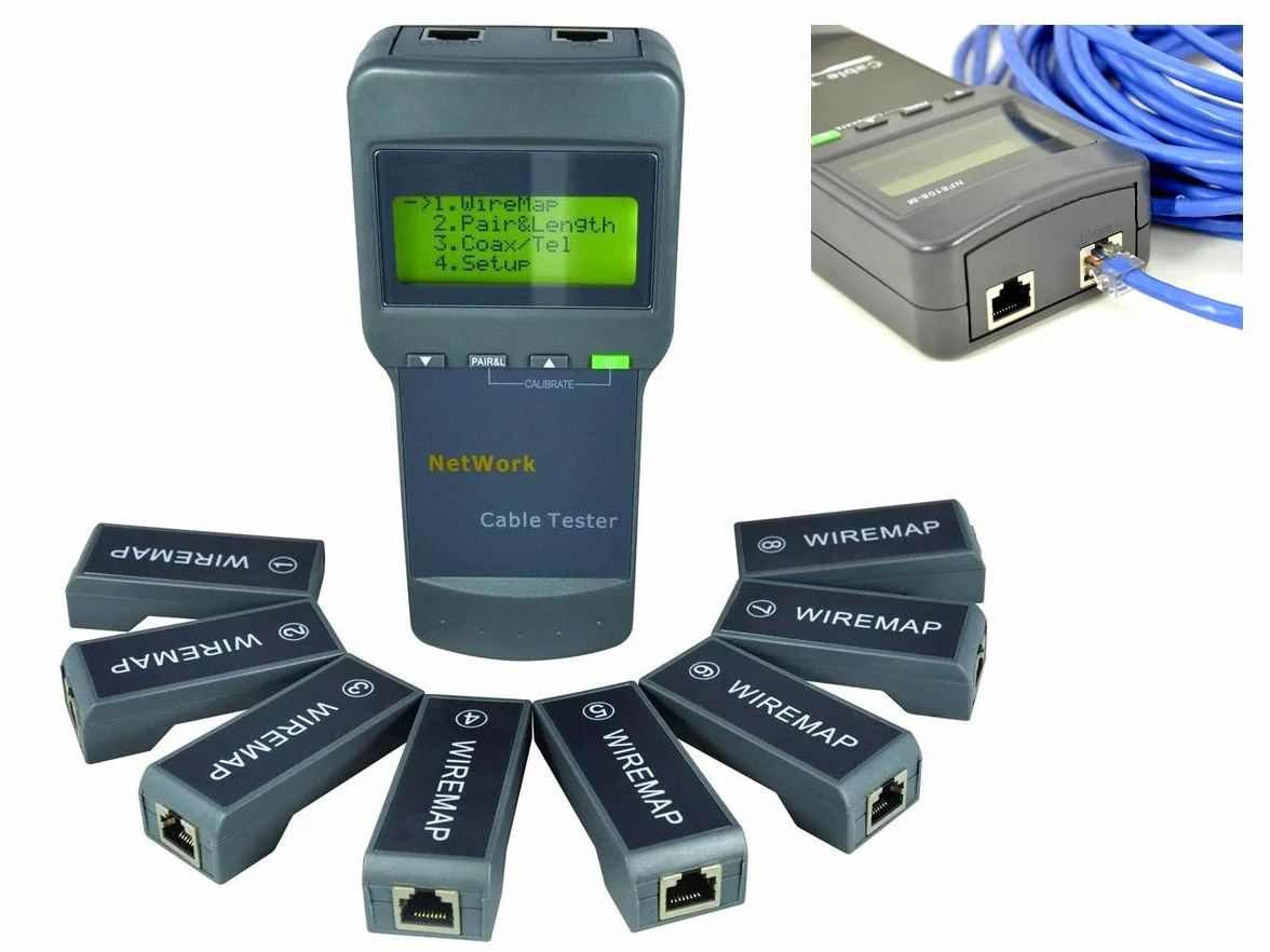 KALEA-INFORMATIQUE Profesjonalny tester sieci Ethernet RJ45. Wyświetla schemat okablowania i lokalizuje usterkę kabla od początku, z 8 satelitami.