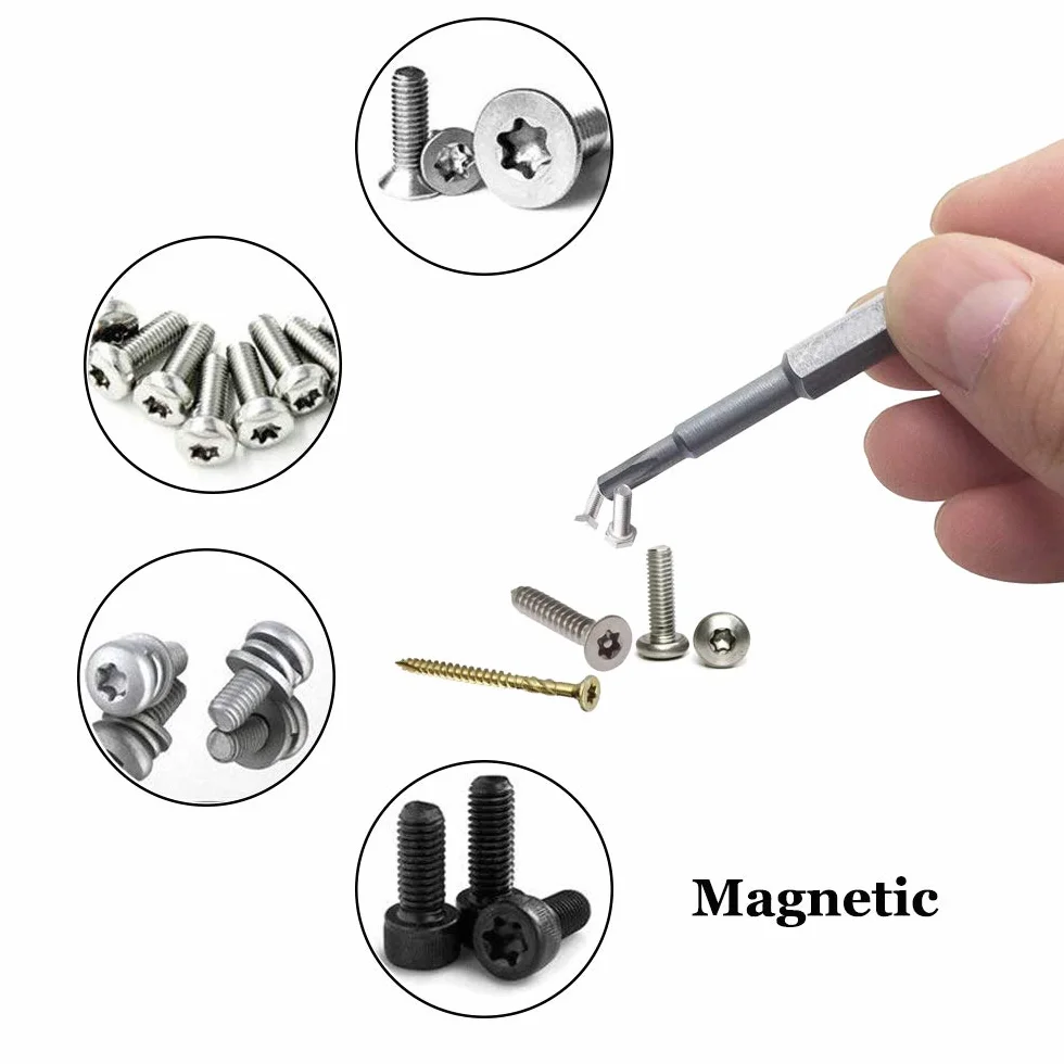 Zestaw 12 bitów Torx T5-T40 magnetycznych wkrętaków ze stali S2 1/4 cala (50 mm długości)