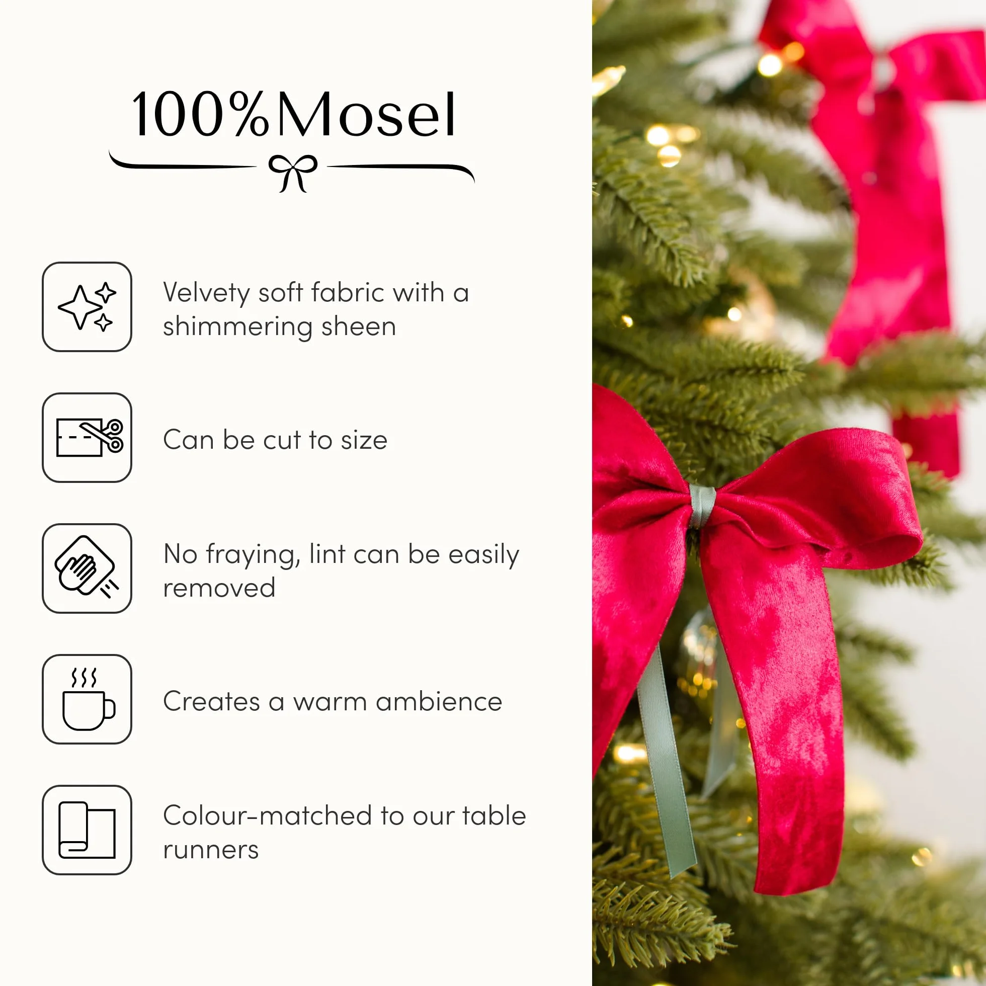 100% aksamitna wstążka Mosel, czerwona (4 cm x 10 m), aksamitna wstążka dekoracyjna po obu stronach, elegancka wstążka do dekoracji i majsterkowania, specjalne prezenty