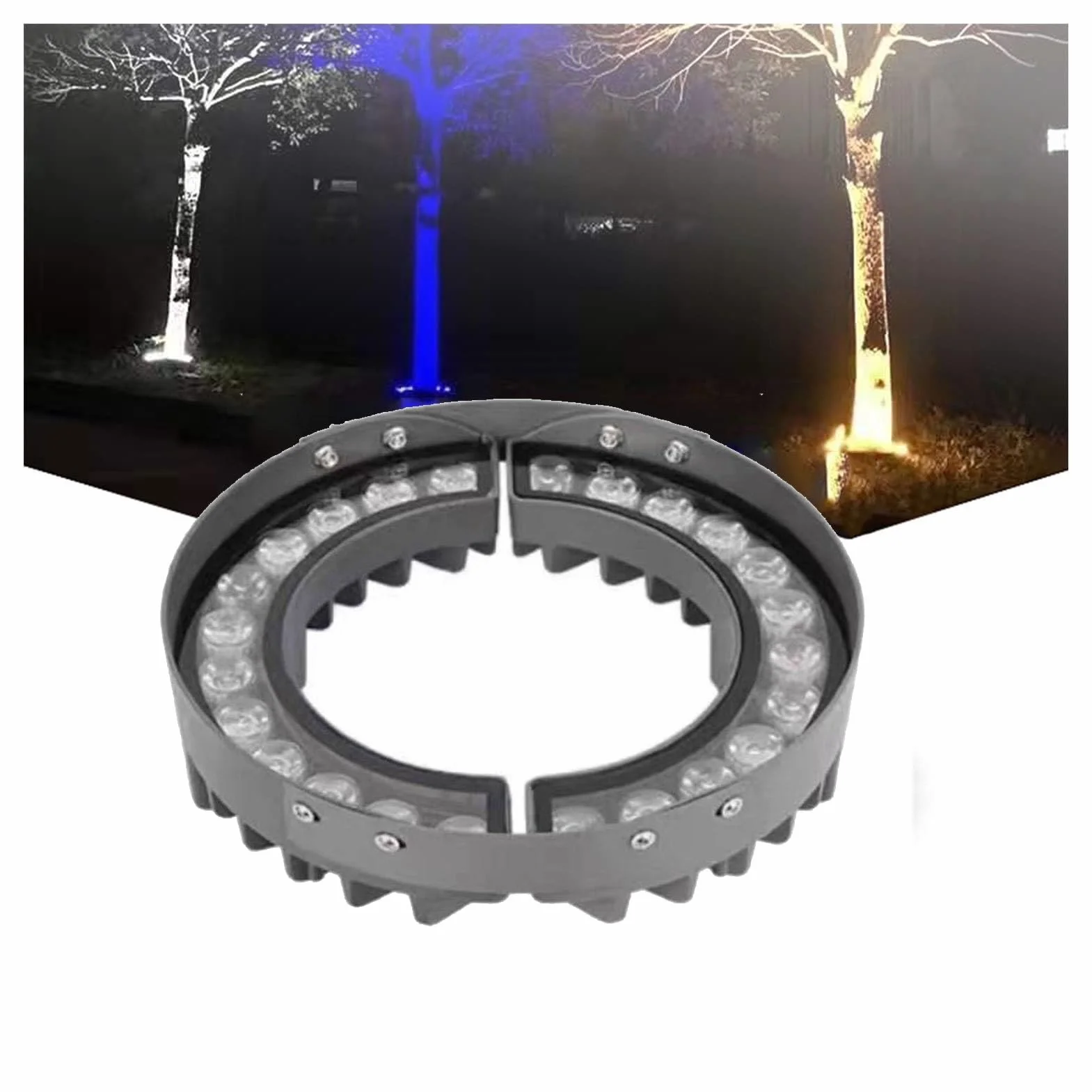 12 W Led Ring Boom Omarmings Light - 111-240 V Wodoodporny ogród na zewnątrz Kolorowe oświetlenie drzewa, wodoodporne IP65 formowane wtryskowo aluminium Reflektor na zewnątrz, reflektor LED do ogrodu