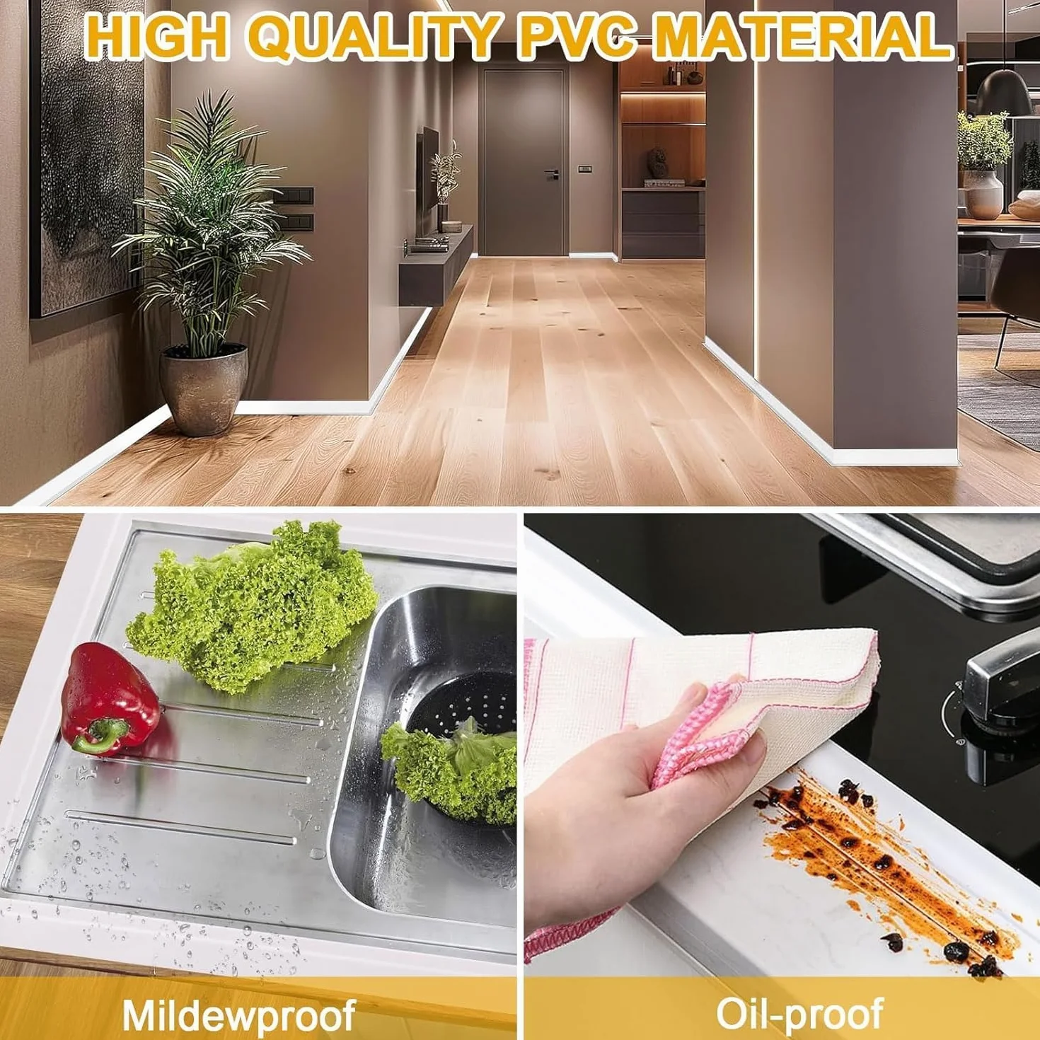 Miękka listwa przypodłogowa PCW samoprzylepna 60 mm x 20 mm x 10 m