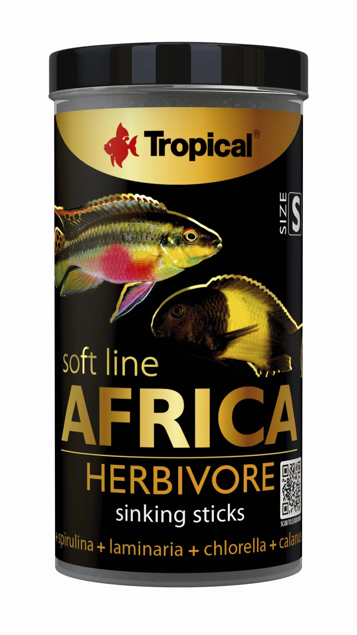 Tonące pałeczki dla ryb afrykańskich roślinożernych SOFT LINE AFRICA HERBIVORE SIZE S 250ml / 150g