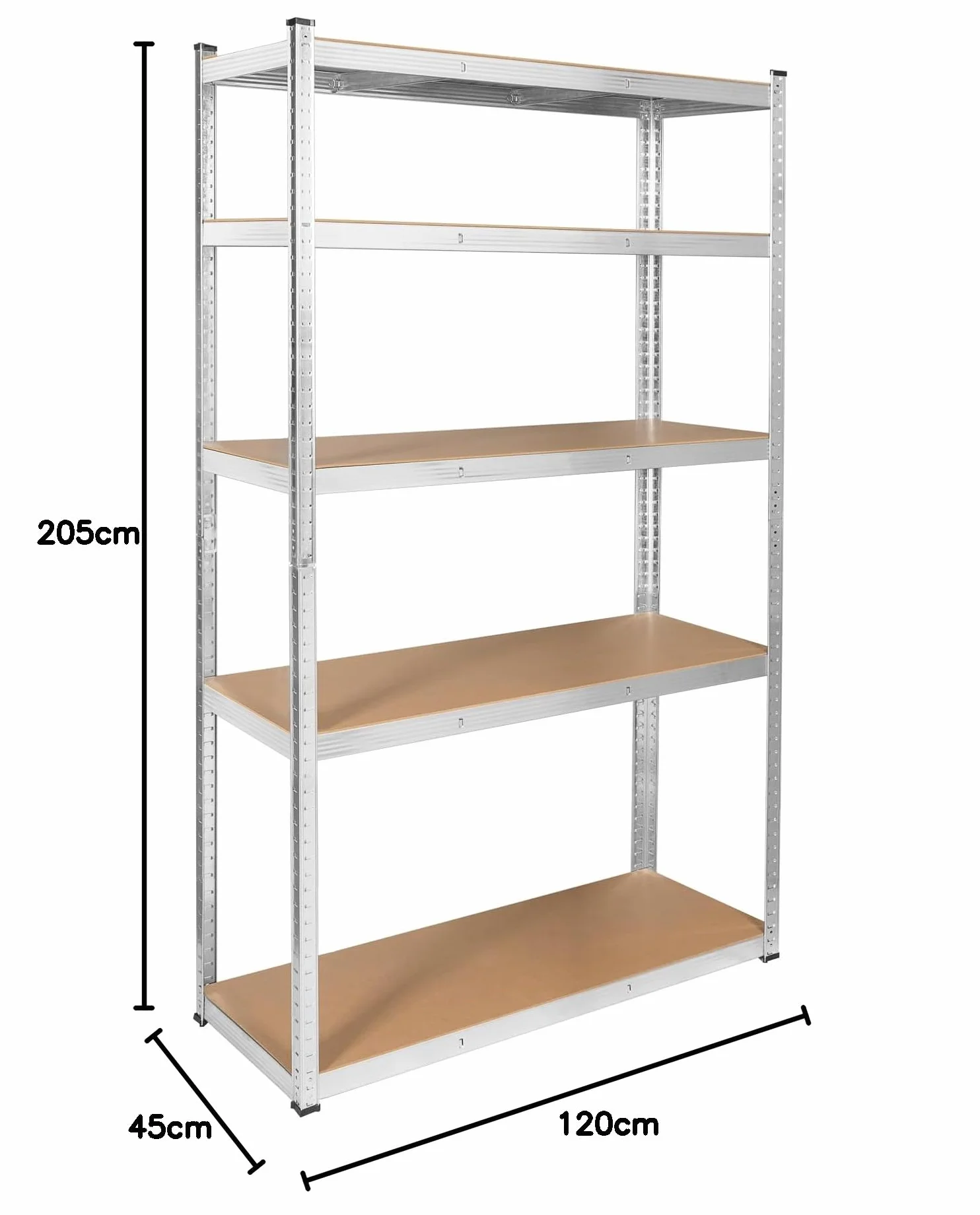 Rebel Electro Regał Metalowy Magazynowy 205x120x45 Srebrny RB-1253