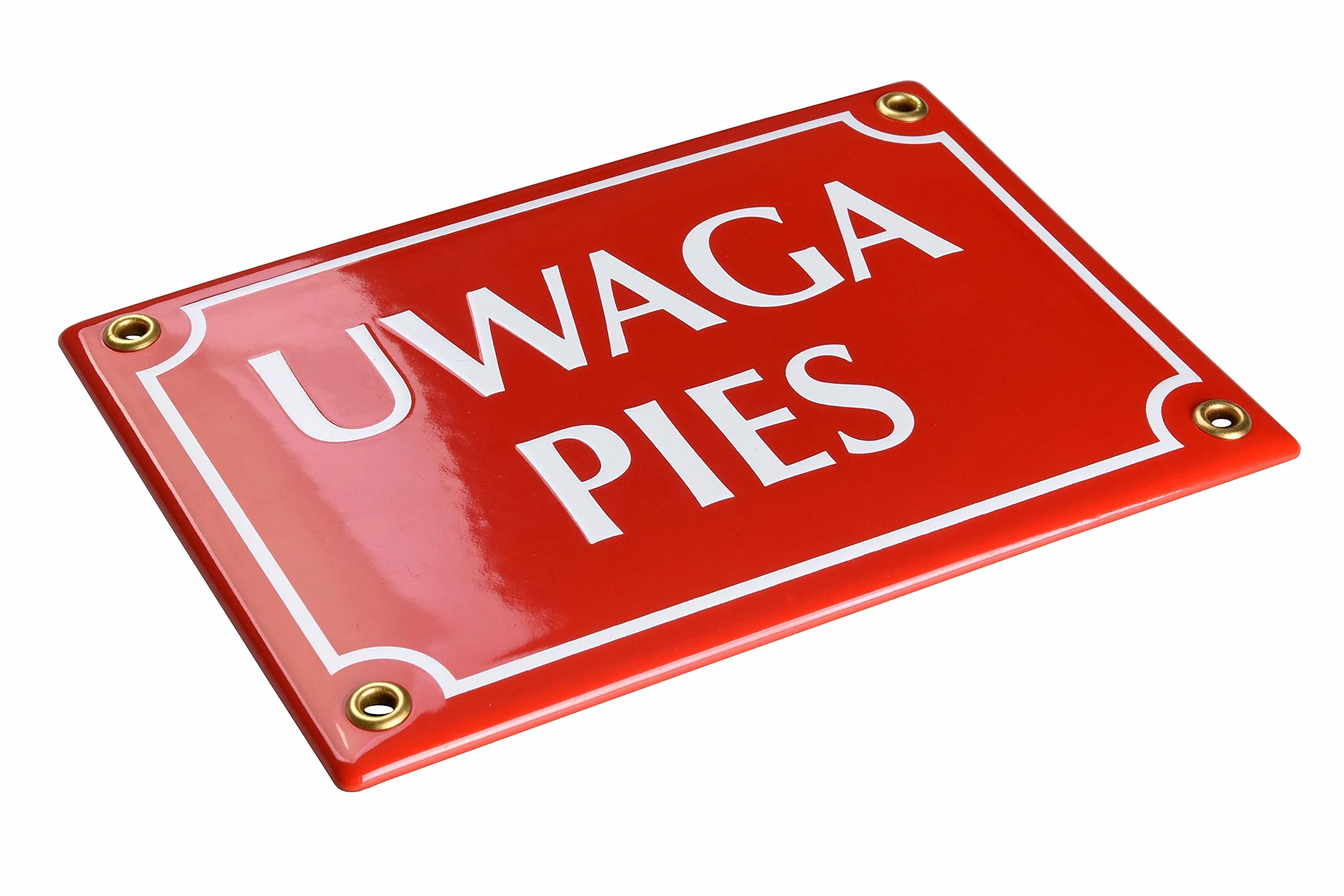 Tablica emaliowana UWAGA PIES 12x17 cm tabliczka ostrzegawcza Biały