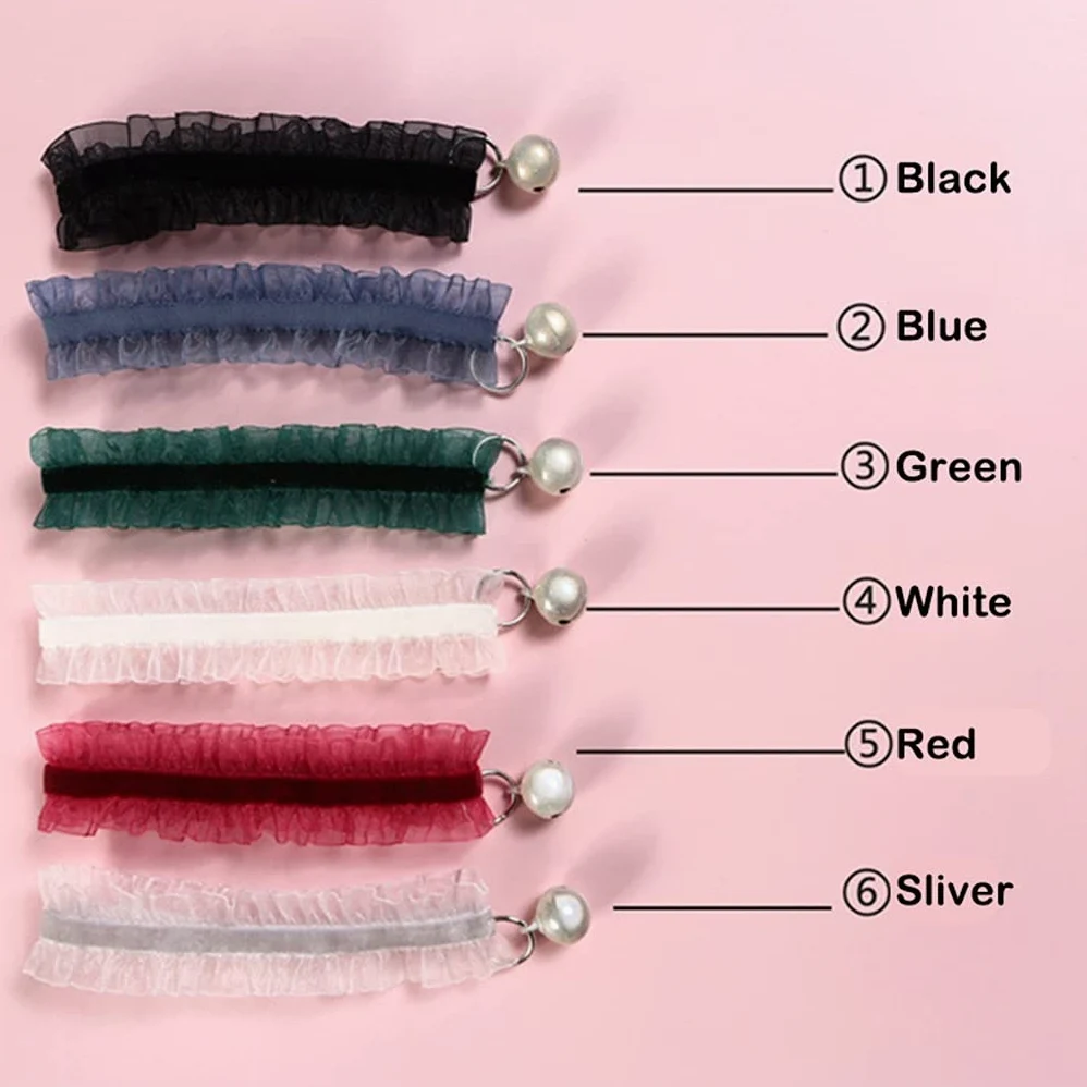 Elasticity Aksamitna koronka Zwierzęta Koty Kołnierz z Dzwonkiem Chihuahua Królik Naszyjnik Bowtie Szczeniak Psy Dzwonki Naszyjniki Akcesoria dla kotów (Sliver Small)
