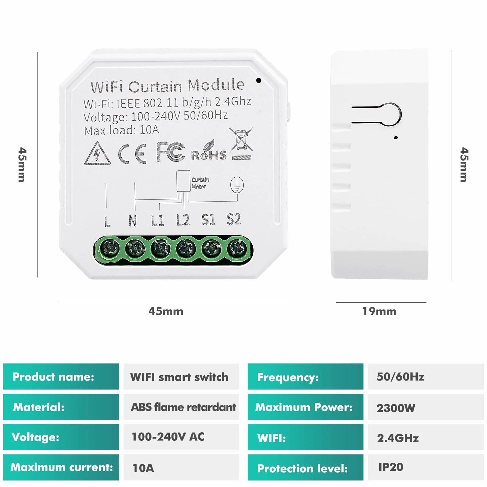 Inteligentny moduł przełącznika rolet Wi-Fi z timerem Tuya WiFi inteligentny przełącznik do zasłon, żaluzji, współpracuje z Alexa Google Home