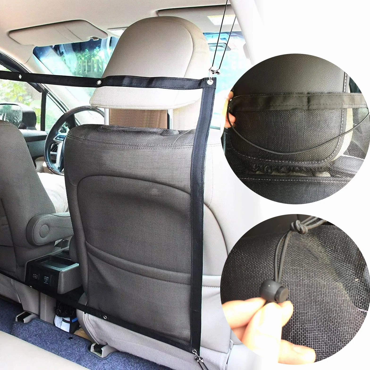 Regulowana bariera dla psa do samochodu, siatka na tylne siedzenie do SUV-ów i furgonetek