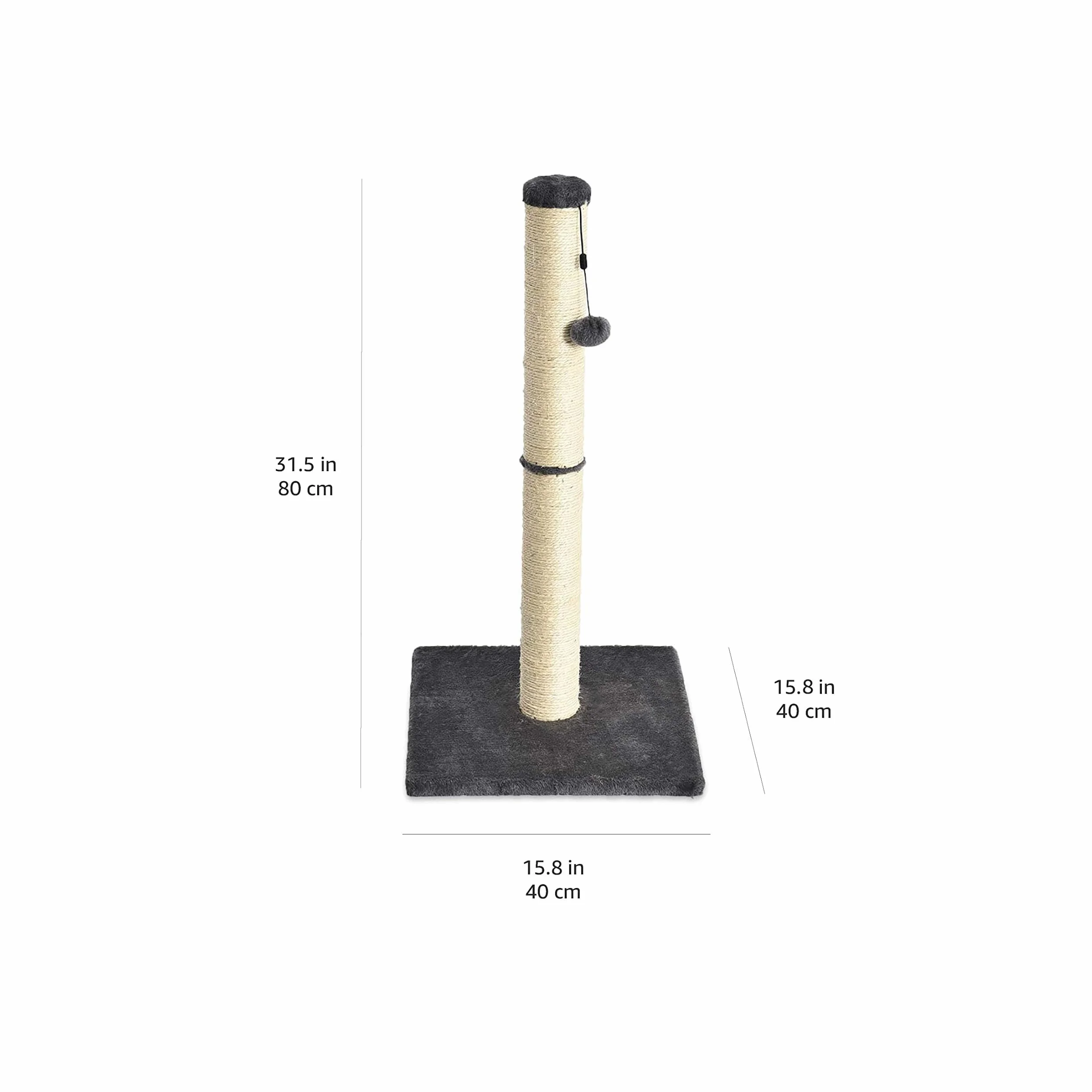 Amazon Basics Średniej wielkości drapak dla kotów, 40,01 x 40,01 x 80,01 cm, szary
