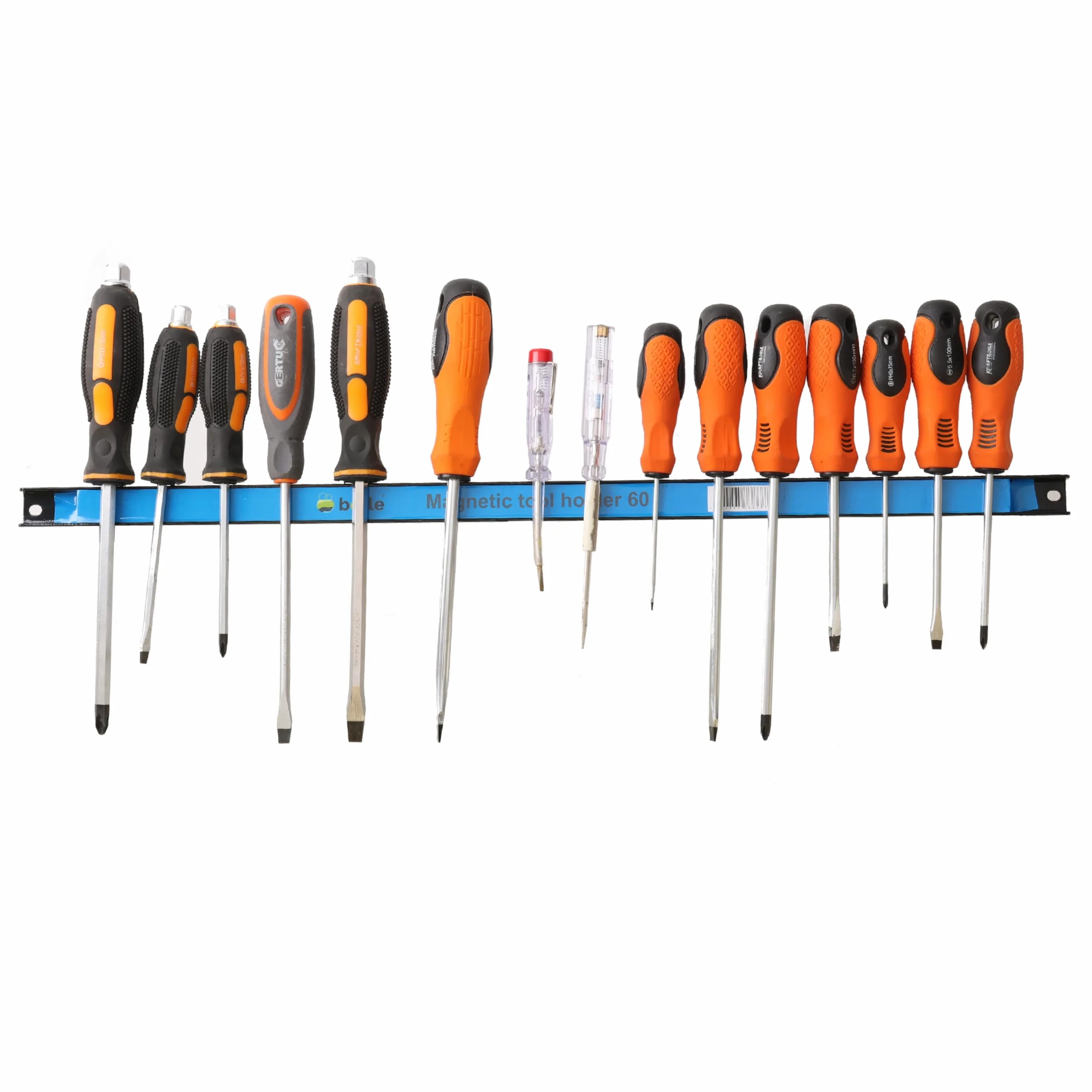 3 x Magnetyczny uchwyt narzędziowy z metalowymi paskami o długości 45 cm, kolor czarny, mocny magnes, z otworami montażowymi, wkrętami i kołkami w zestawie, do śrubokrętów, szczypiec, wierteł i innych