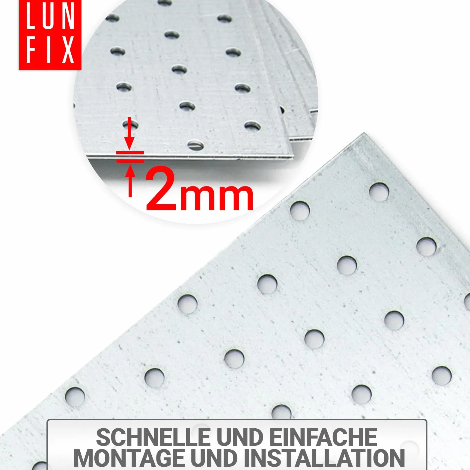 Płytka Perforowana Łącznik Płaski Do Drewna, 100x200x2,0 mm 1 szt., Ocynkowana Stal, Płyta Montażowa, Łącznik Ciesielski Do Konstrukcji Drewnianych, Montaż Mebli, Altan I Pergoli