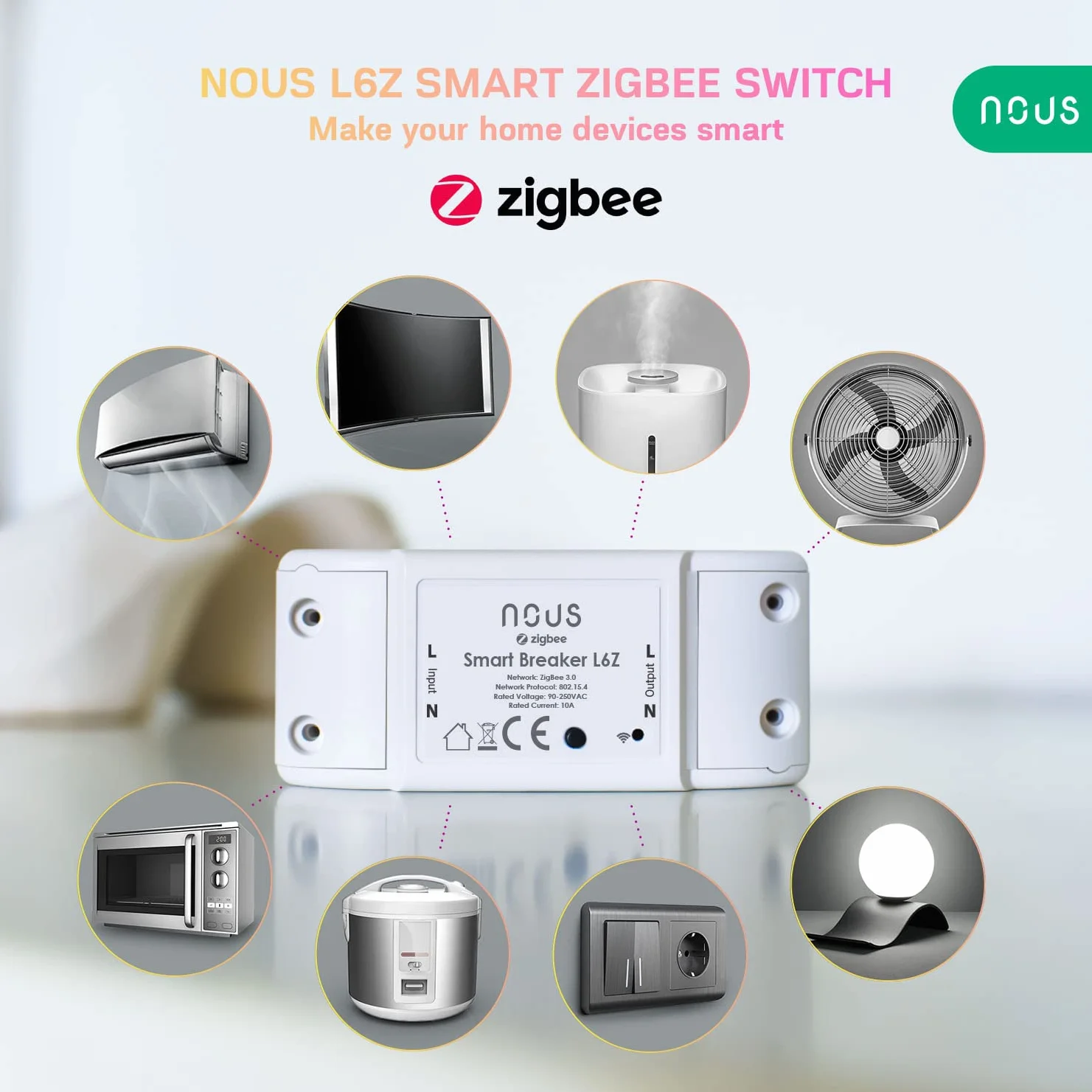 Nous L6Z ZigBee Smart Switch Breaker z Monitoringiem Mocy: Inteligentny Przełącznik dla Domowych Urządzeń