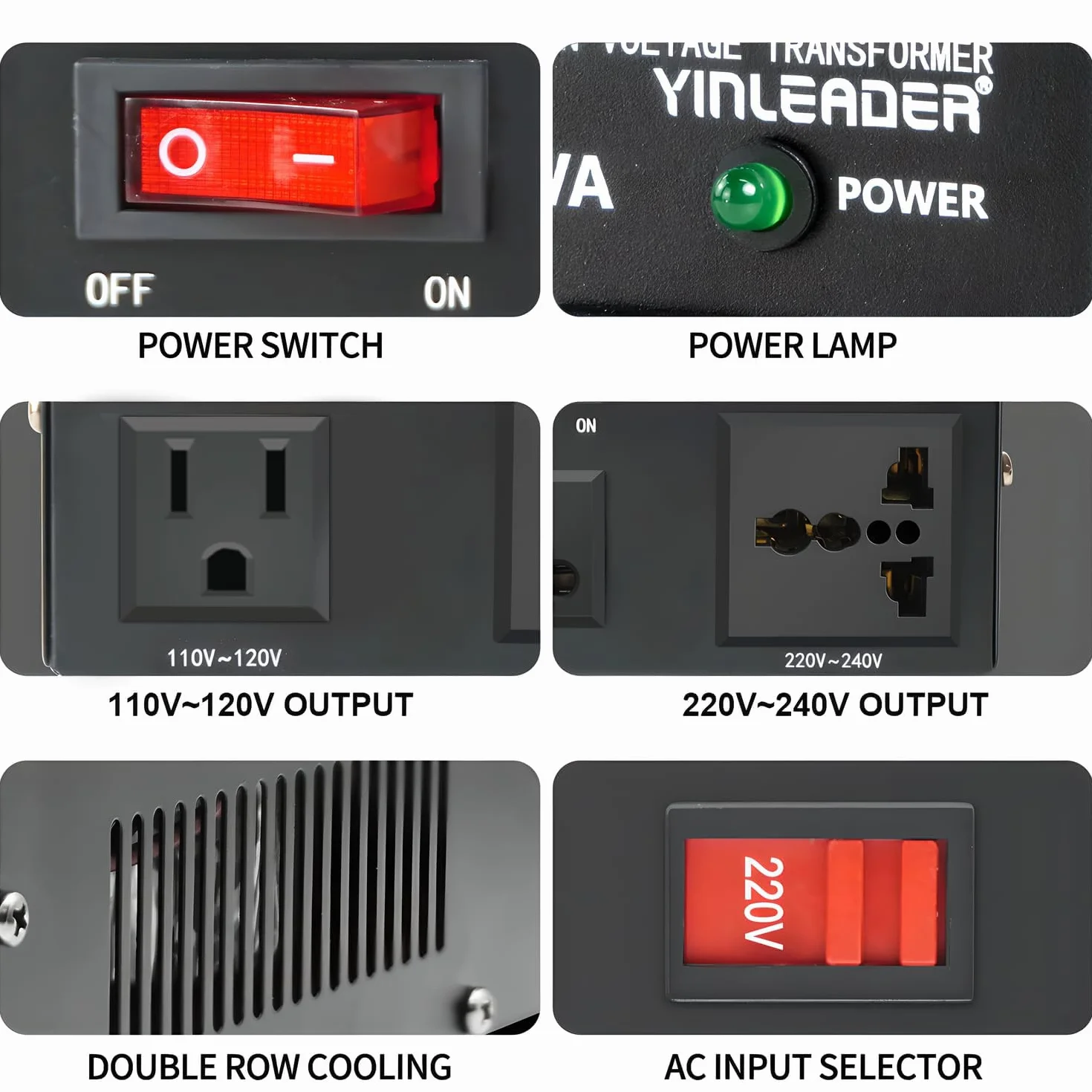Yinleader Amerykański przetwornica napięcia 500 W, 230 V, 110 V, 500 VA, wejście: 110 V lub 220 V / Wyjście: 110 V i 220 V