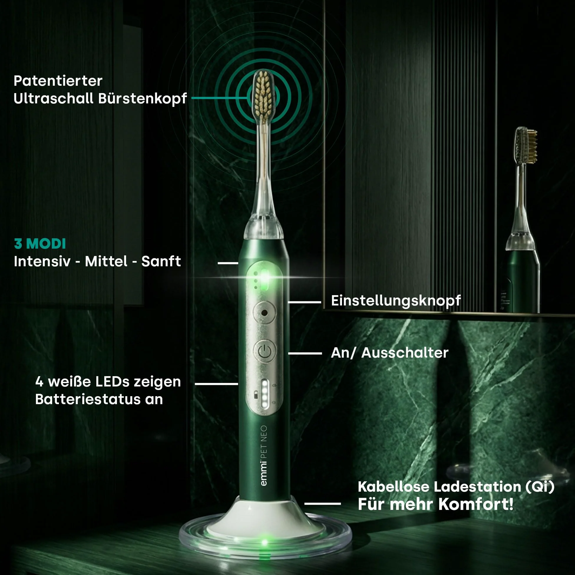 emmi-PET NEO ultradźwiękowa szczoteczka do zębów dla psów 3 tryby czyszczenia