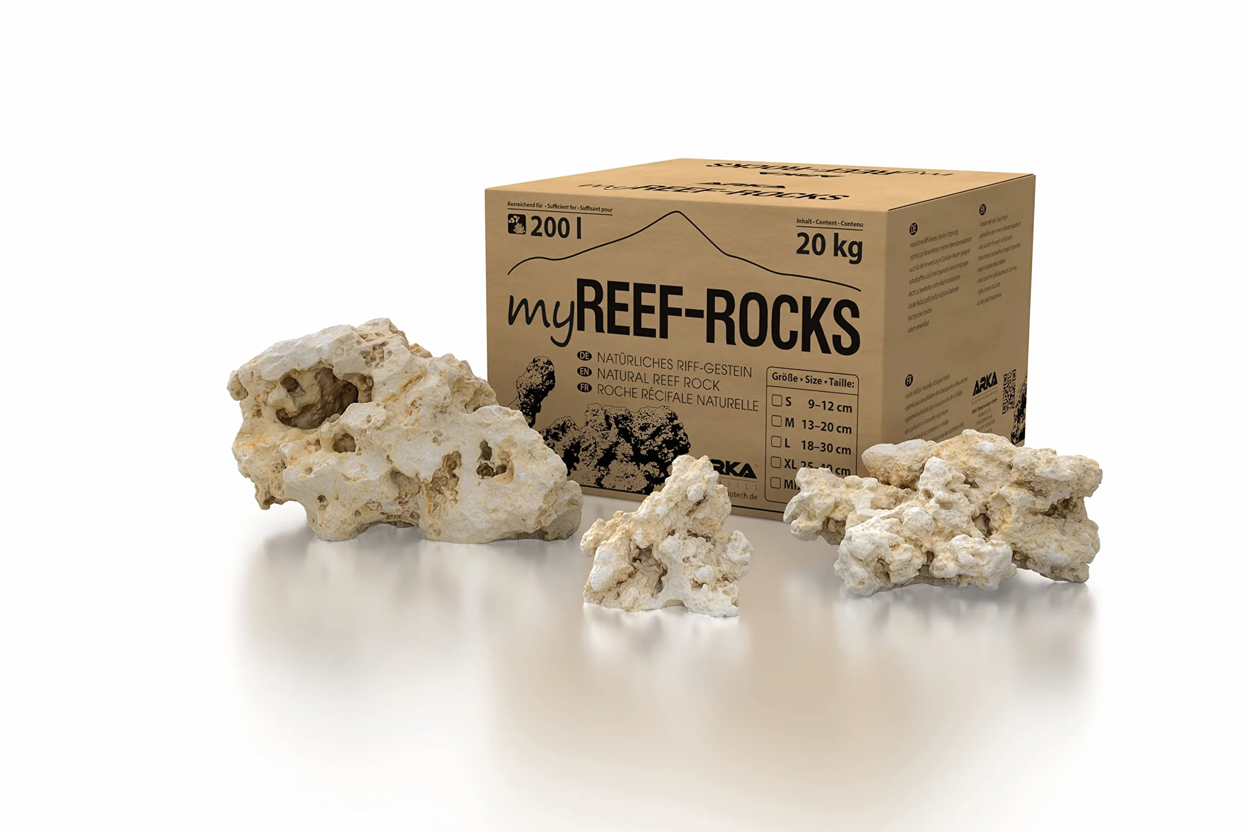ARKA Aquatics MRRMIX myReef-Rocks - naturalny kamień rafowy, nadaje się również do akwariów cichlide, wysoce porowate, nie zawiera substancji szkodliwych, 20 kg, rozmiar uniwersalny