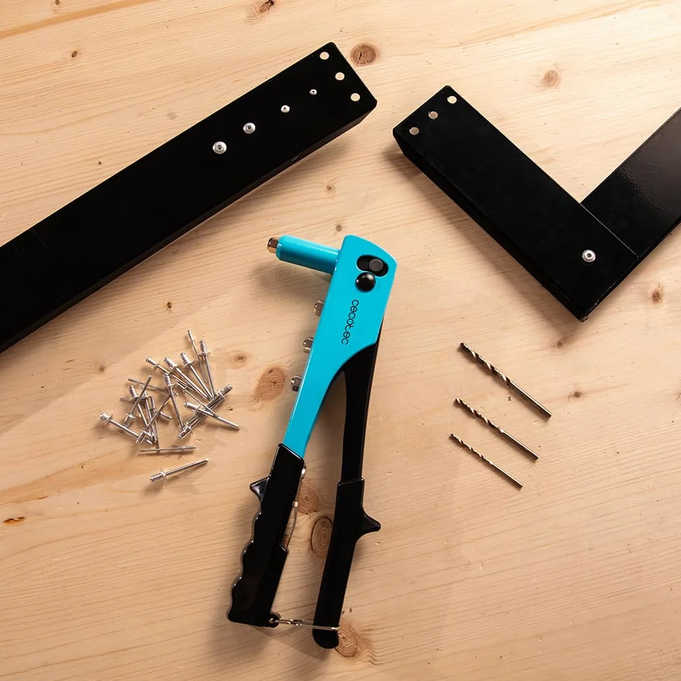 Cecotec Nitownica ręczna FixerForce, w zestawie 4 dysze o różnych rozmiarach (2,4, 3,2, 4, 4,8 mm) i 4 wiertła, 400 nitów w zestawie, klucz nastawny w zestawie
