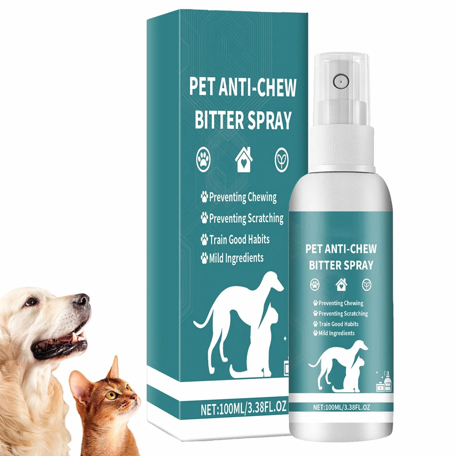Spray bez gryzienia dla psów | 100 ml gorzki spray zapobiegaj?cy ?uciu dla skutecznego szkolenia zwierz?t domowych | Pomoc w zachowaniu psów i kotów do u?ytku wewn?trz i zewn?trz |
