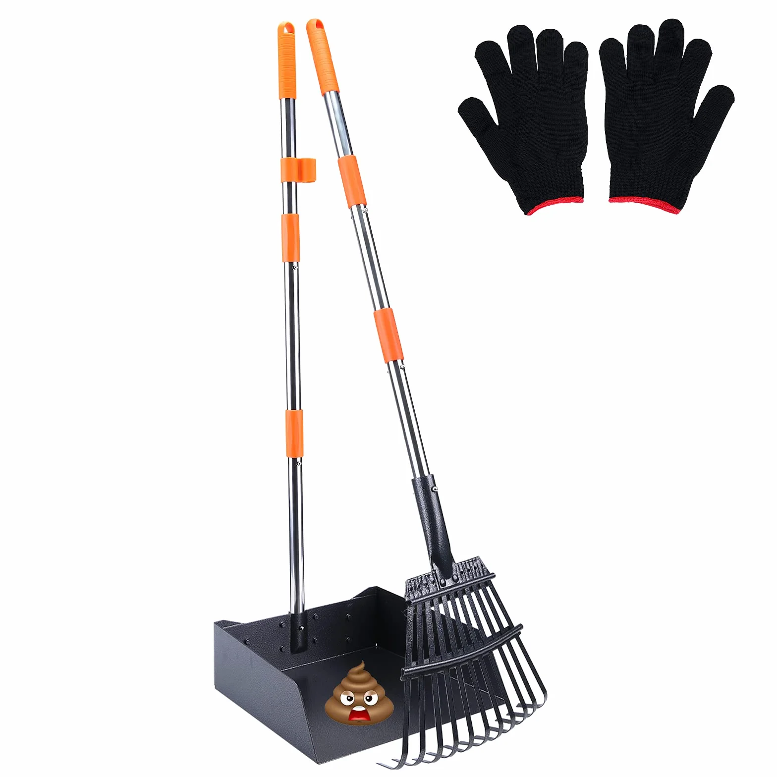 HAPPY HACHI Zestaw łopatek do odchodów i grazaków, z uchwytem o długości dla dużych i małych psów, Pooper Scooper z pojemnikiem do usuwania odpadów z zwierząt, idealna do trawy, żwiru, brudu