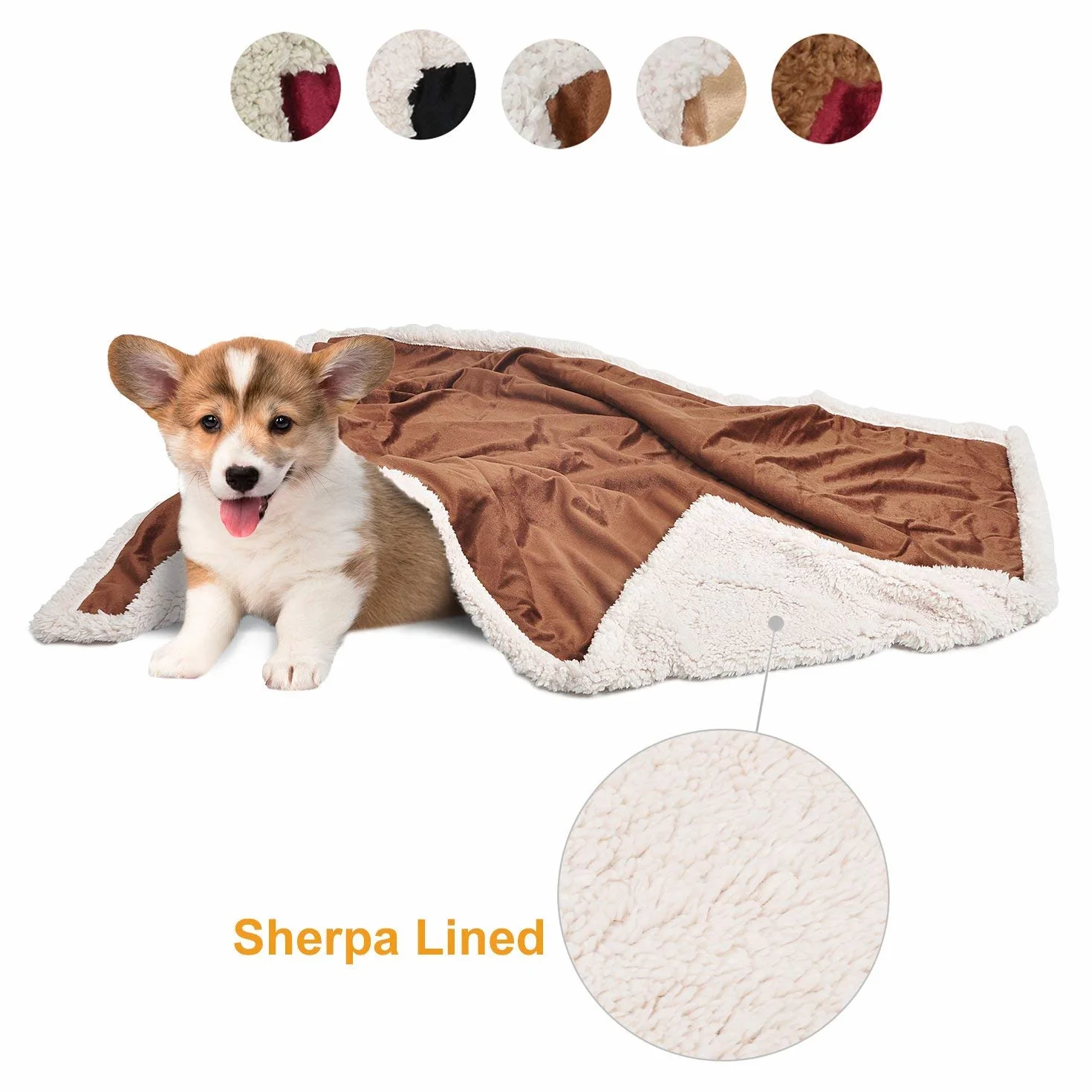 Pawsse koc polarowy dla psa, zmywalny, miękki, ciepły, puszysty, Sherpa, dwuwarstwowy koc dla psa, kot, 114 cm x 76 cm