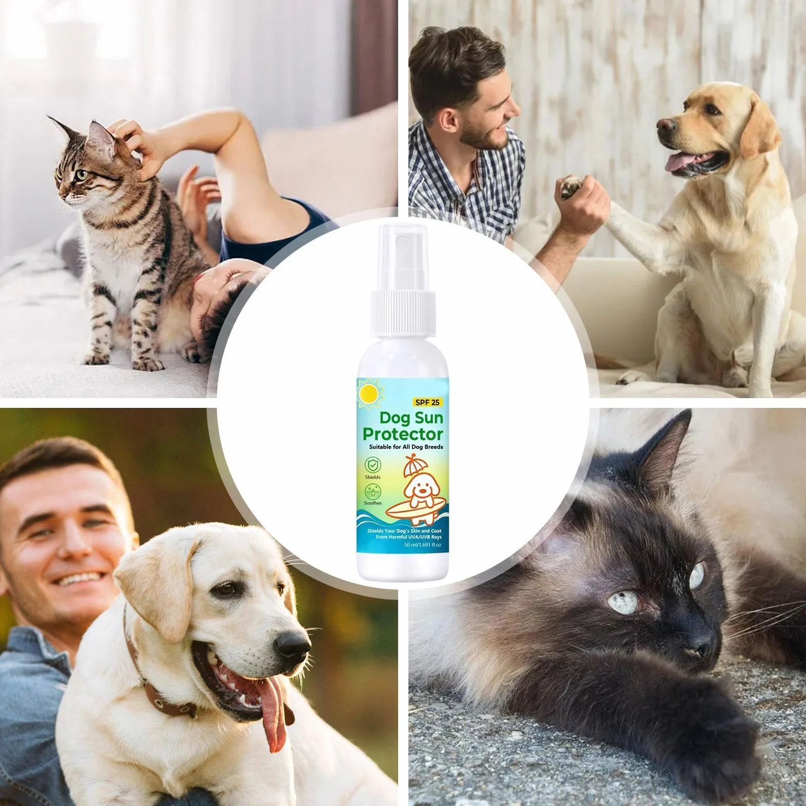 Spray Z Filtrem Przeciwsłonecznym Dla Psów, Z Ochroną Spf 25, 50 Ml, Ochrona Przed Promieniowaniem UV Na Bazie Oleju Dla Psów, Filtr Przeciwsłoneczny Zwierząt Domowych, Odporna Na Pot Ochrona Prze