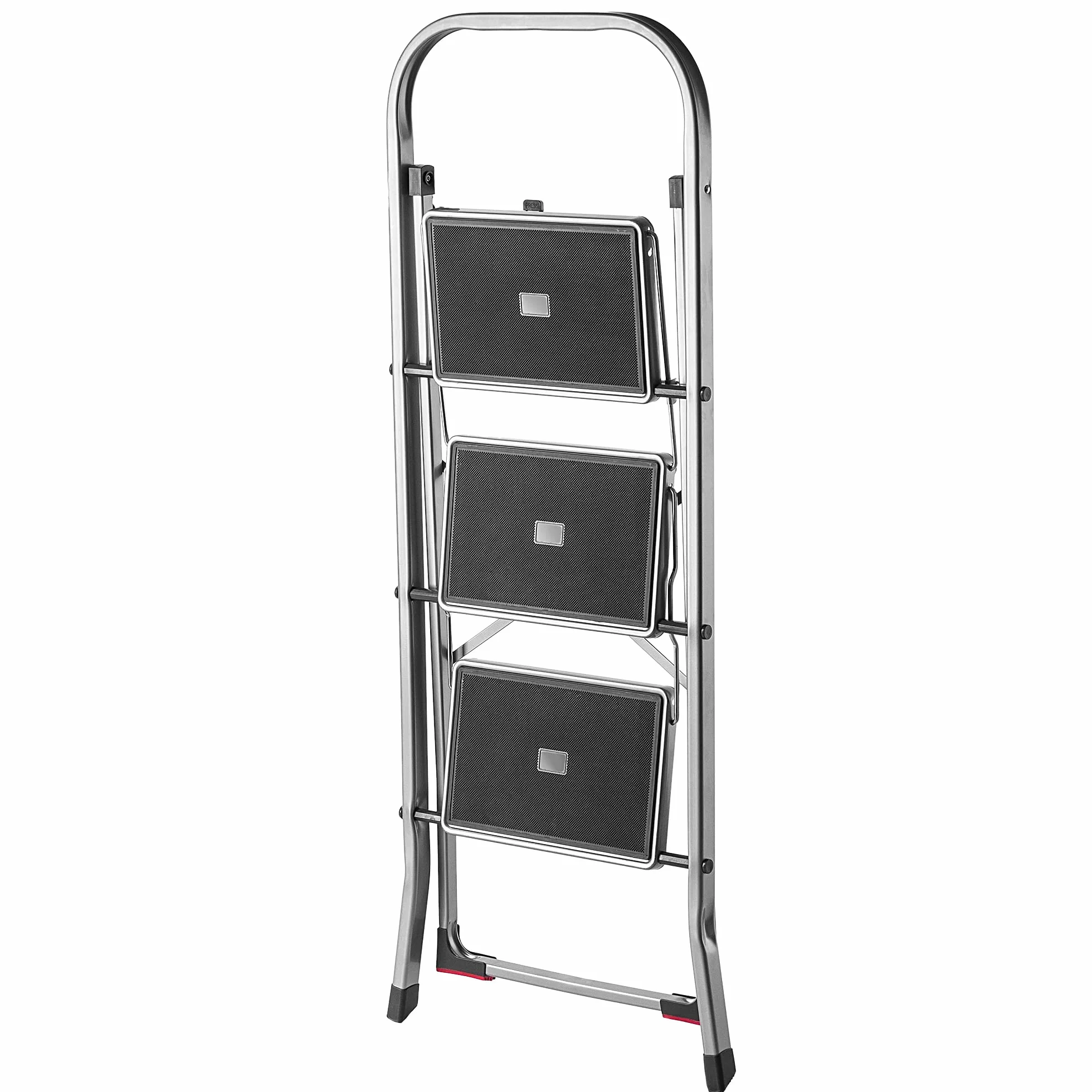KADAX Drabina aluminiowa 3-stopniowa 105 x 76 cm nośność 150 kg składana antypoślizgowa