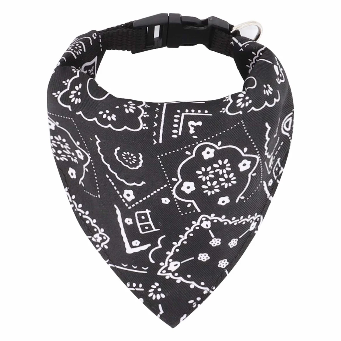 Bandana dla psów, chusty na głowę, chusta dla zwierząt domowych, regulowana, dla szczeniaków, małych psów, kotów (L, czarna)