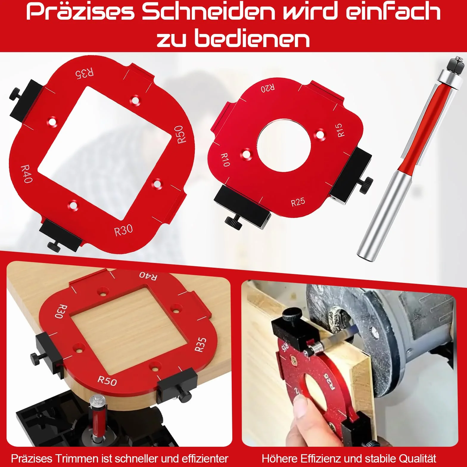 Szablon do frezarki górnowrzecionowej 4w1 Jig R10 R15 R20 R25 z frezami akcesoria