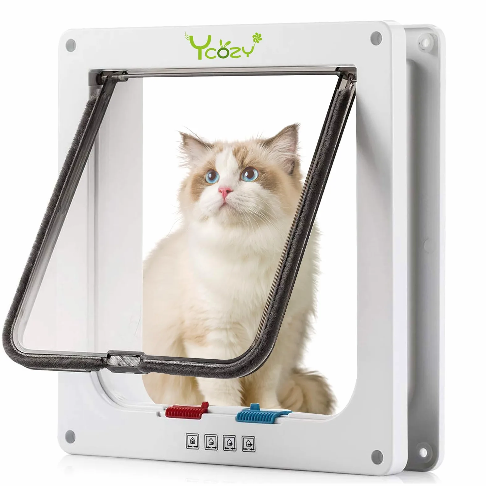 Ycozy XL Drzwiczki dla Kota 27.8 x 25cm 4-Drożne Zamykane Odporna na Warunki Atmosferyczne