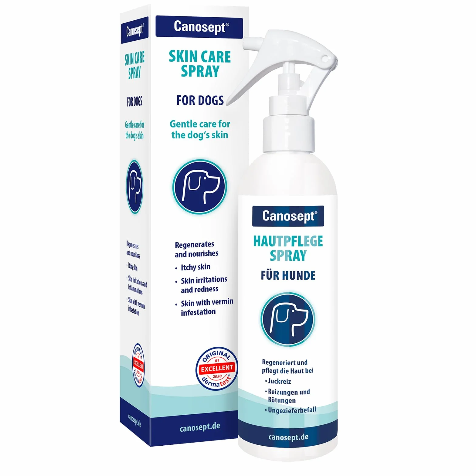 Canosept Spray Do Pielęgnacji Skóry Dla Psów 250ml - Regeneruje Skórę W Rzypadku Swędzenia, Inwazji Szkodników, Roztoczy, Podrażnień I Stanów Zapalnych