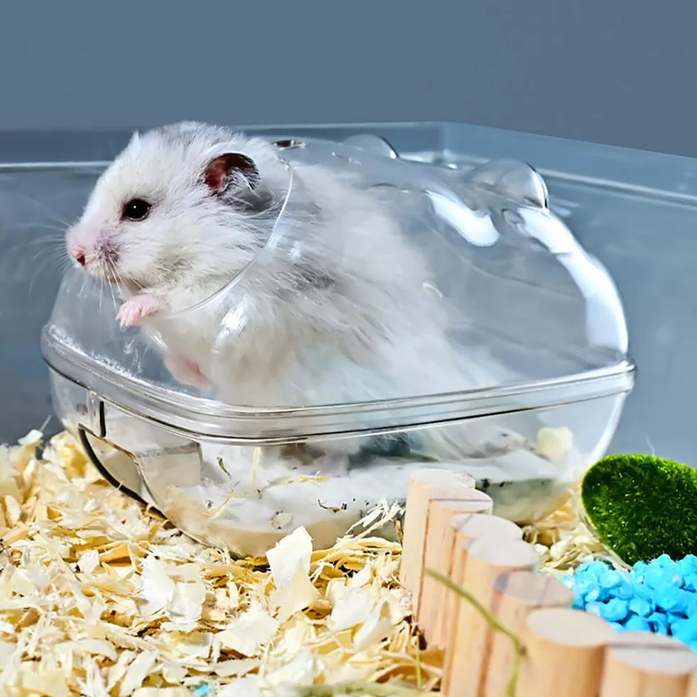 Przezroczysta wanna na piasek dla chomika, przezroczysta łazienka dla chomika z łopatką, mała wanna dla zwierząt domowych, sauna, toaleta, myjnia, pudełko na piasek dla chomika, szynszyla