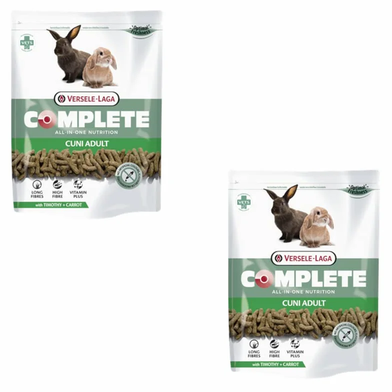 Versele-Laga Complete Cuni Adult | dwupak, 2 x 500 g, pełnoporcjowa karma dla dorosłych królików, smaczne granulki All-in-One, z długimi włóknami i ziołami