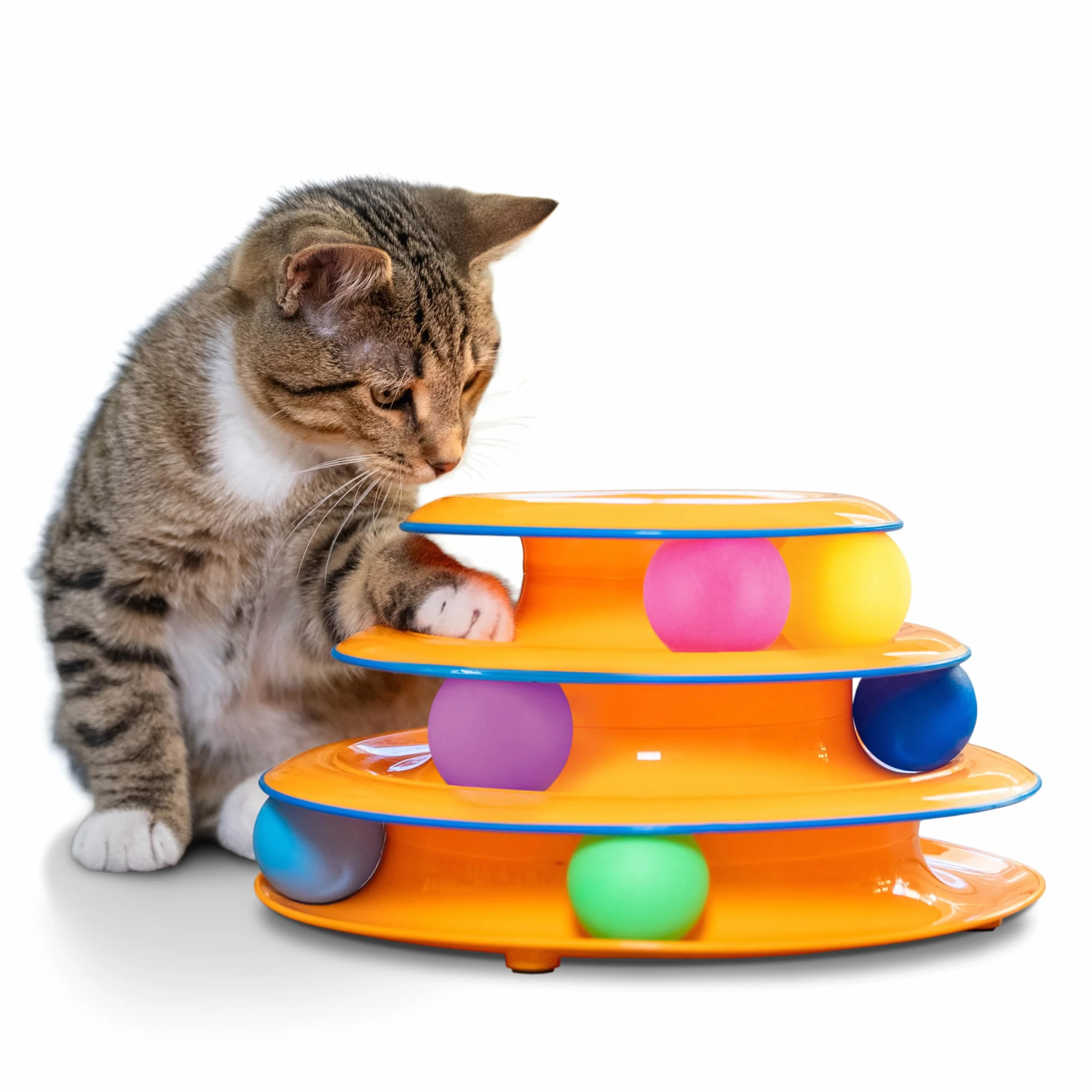 Petstages Tower of Tracks - Interaktywna zabawka dla kotów - 3-poziomowa - wielobarwna