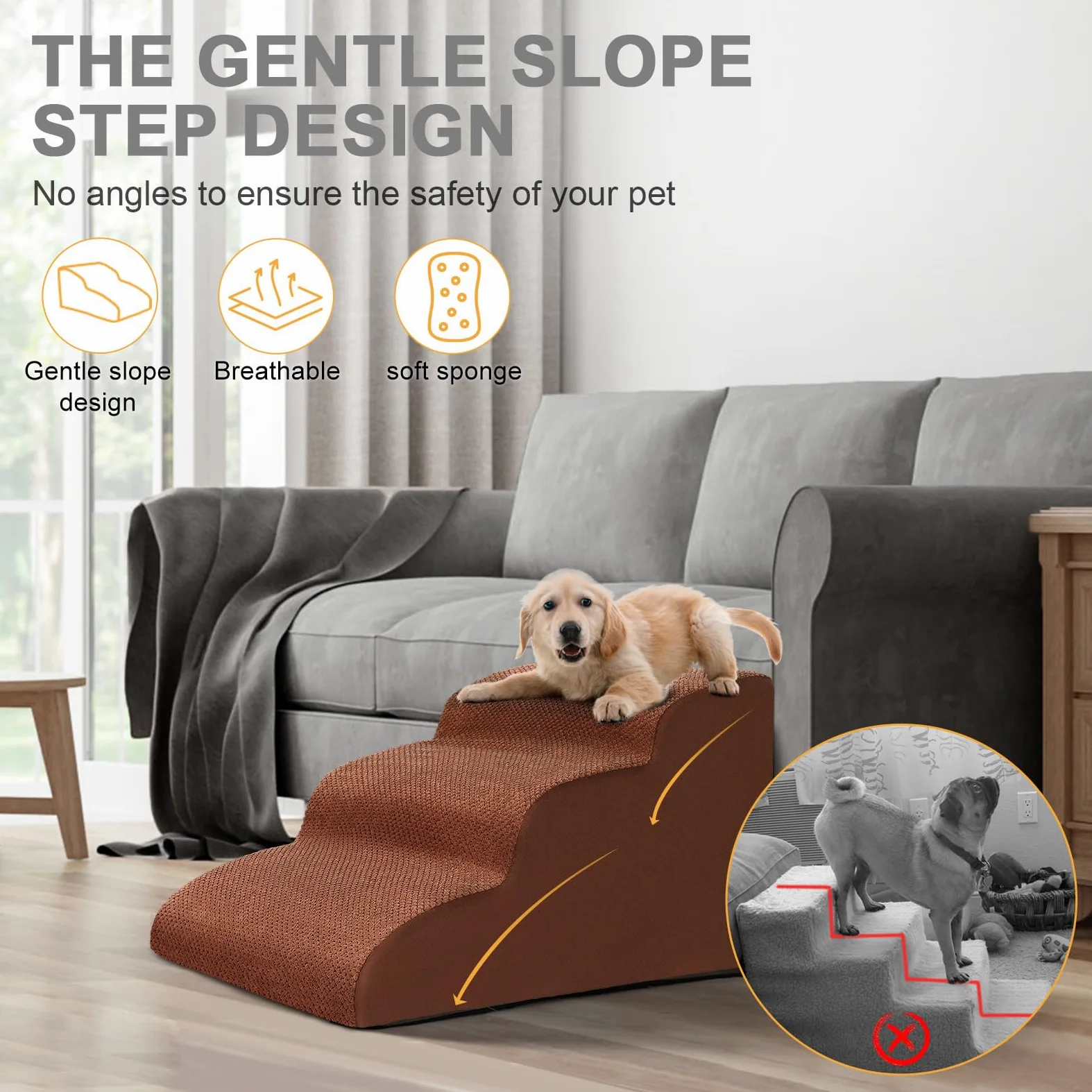 Lannvan Schody dla psa Brązowy