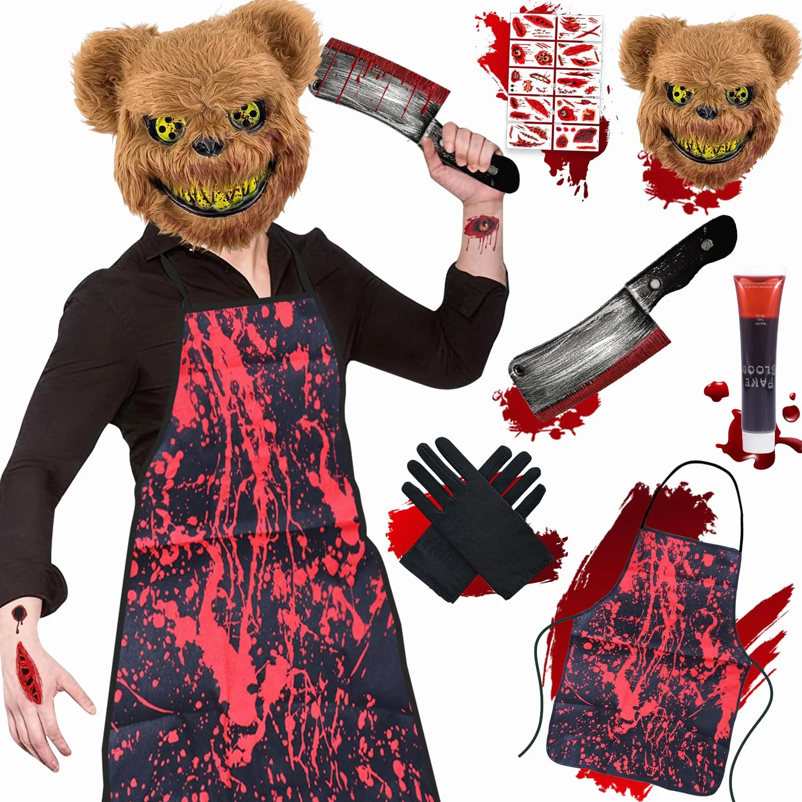 Halloween Straszna Maska, Kostium Horroru Niedźwiedź Straszny, Maska Grozy dla Dorosłego Dziecka, maska niedźwiedzia z horroru na Halloween karnawał impreza Cosplay Przebierana