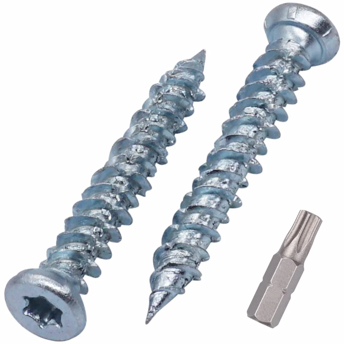 SKIR'CO (80 szt.) ocynkowane śruby do betonu 7,5 x 52 mm, głowica z łbem stożkowym, śruby murarskie, śruba mocująca do ramy