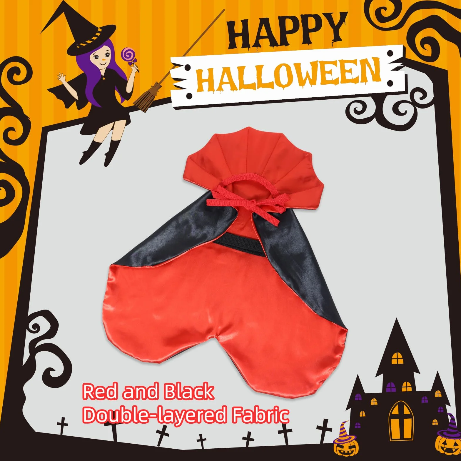 ROSAUI Cape dla Małych Psów i Kotów – Kostium Halloween Czerwony i Czarny z Zbroją na Szyję – Długość 40cm, Regulowany Pasek i Zamek Velcro – Idealny na Halloween, Imprezy i Cosplay (Rozmiar S)