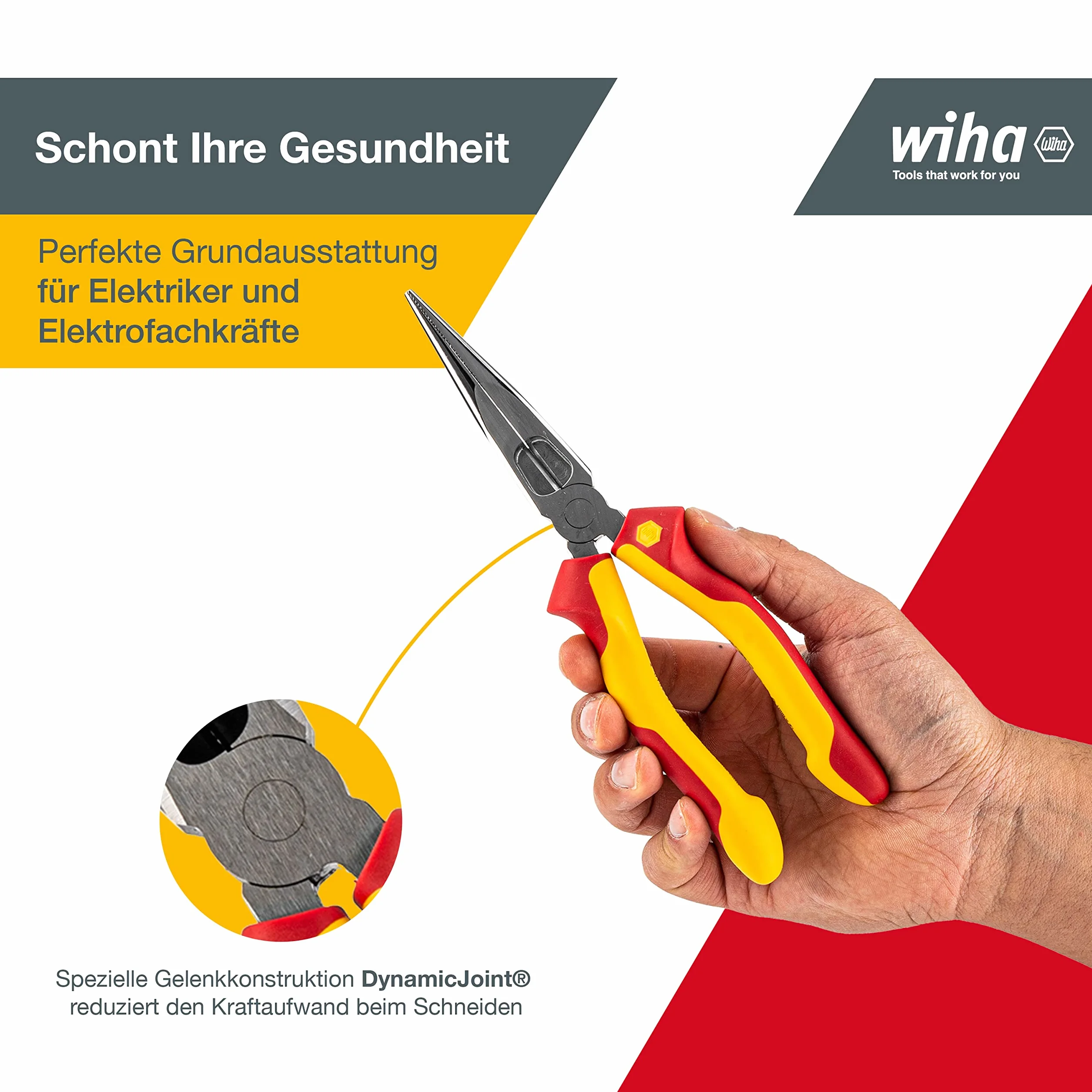 Wiha Szczypce płaskie okrągłe Professional electric z ostrzem o prostym kształcie (26727) 200 mm szczypce dla elektryków, sprawdzone przez VDE, sprawdzone przez jednostkę, stabilne i wytrzymałe