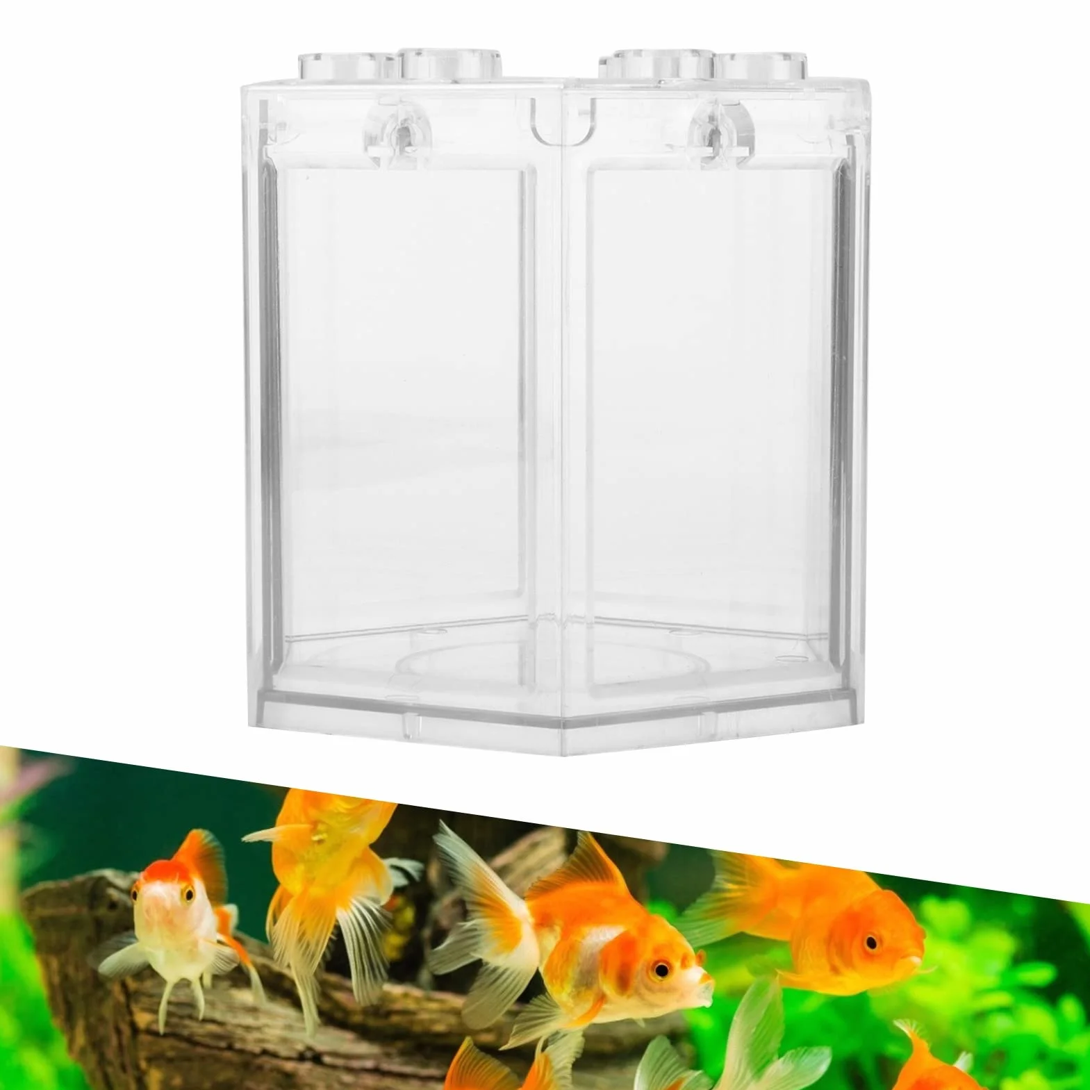 Mały Akwarium 12 x 10,5 x 11 cm - Plastikowy, Przezroczysty Sześciokąt do Układania w Stosy dla Ryb, Wewnętrzny Zbiornik Super Odporny na Upadki