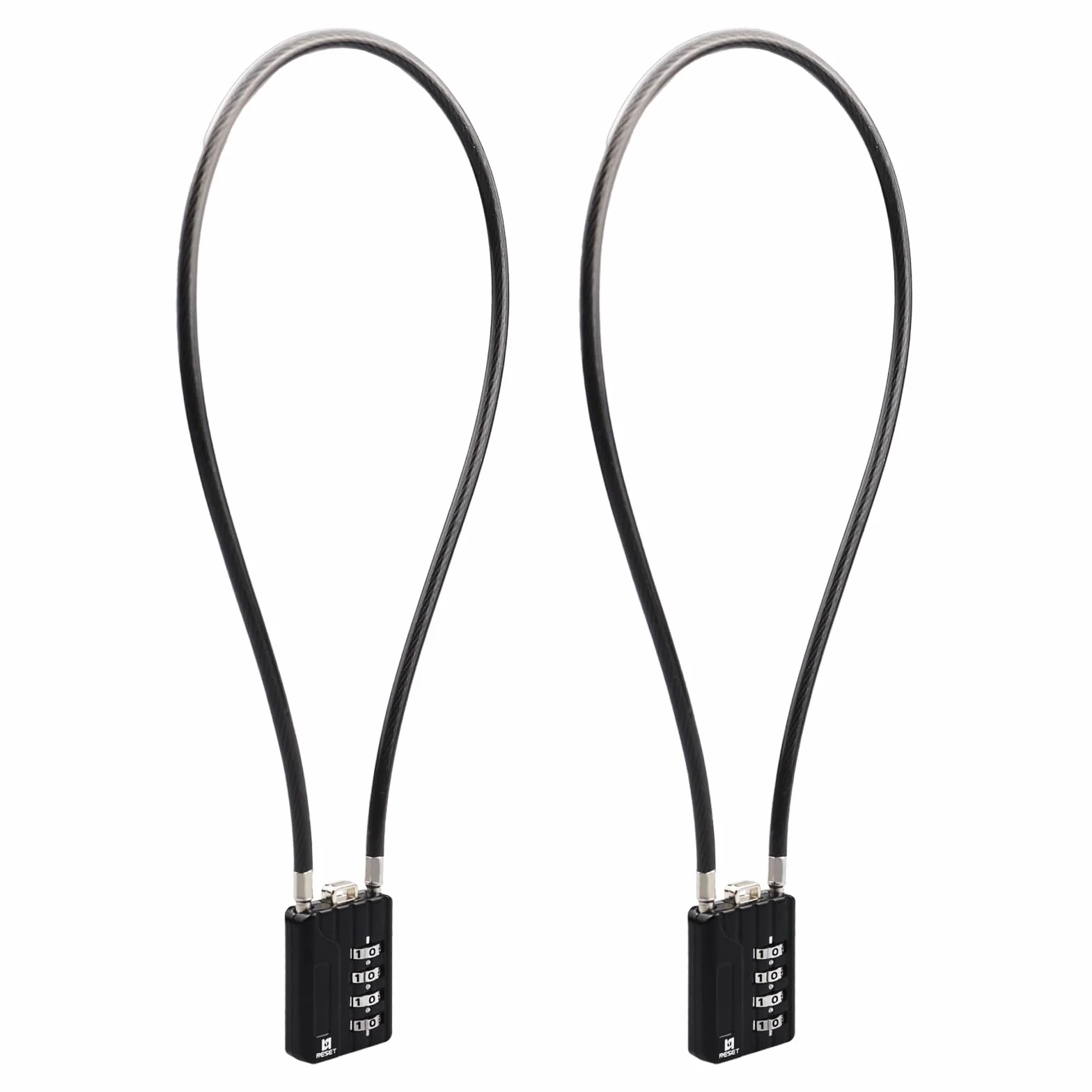 RESET -204 4-cyfrowy zamek szyfrowy z linką drucianą 50 cm, kabel o średnicy 5 mm, zamek wysokiego bezpieczeństwa, nadaje się do bagażu, walizki na broń, skrzynki narzędziowej, kasku, 2 sztuki