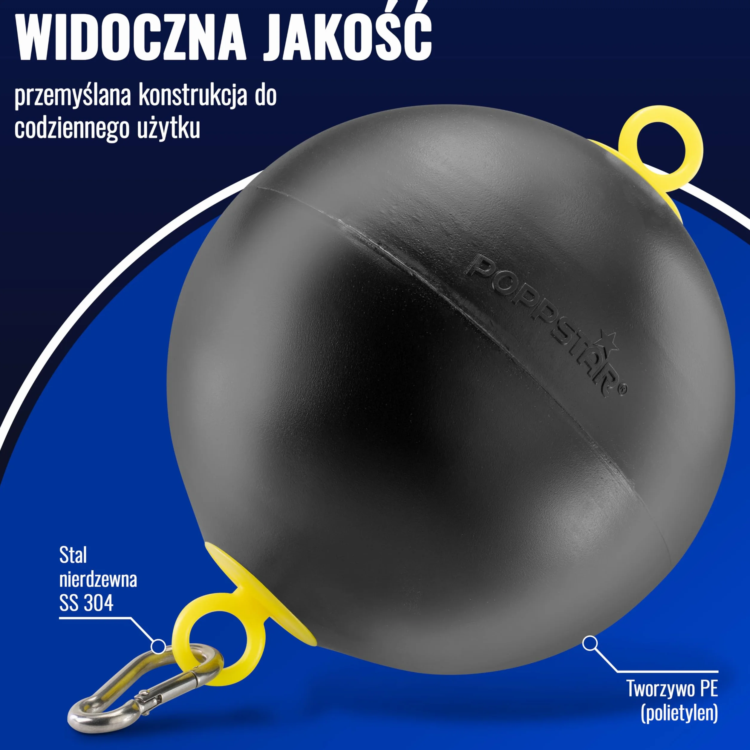 Poppstar zestaw do odsysania pływak 6" z karabinkiem 5x50mm
