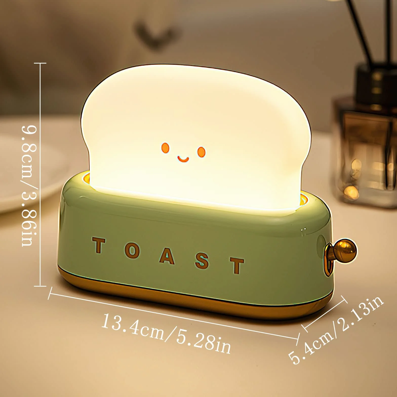 TNSLAND Toast Lampka Nocna dla Dzieci, Kawaii LED z Timerem, do Pokoju Dziecięcego, Ładowana przez USB, dla Niemowląt, do Karmienia, Uśmiech