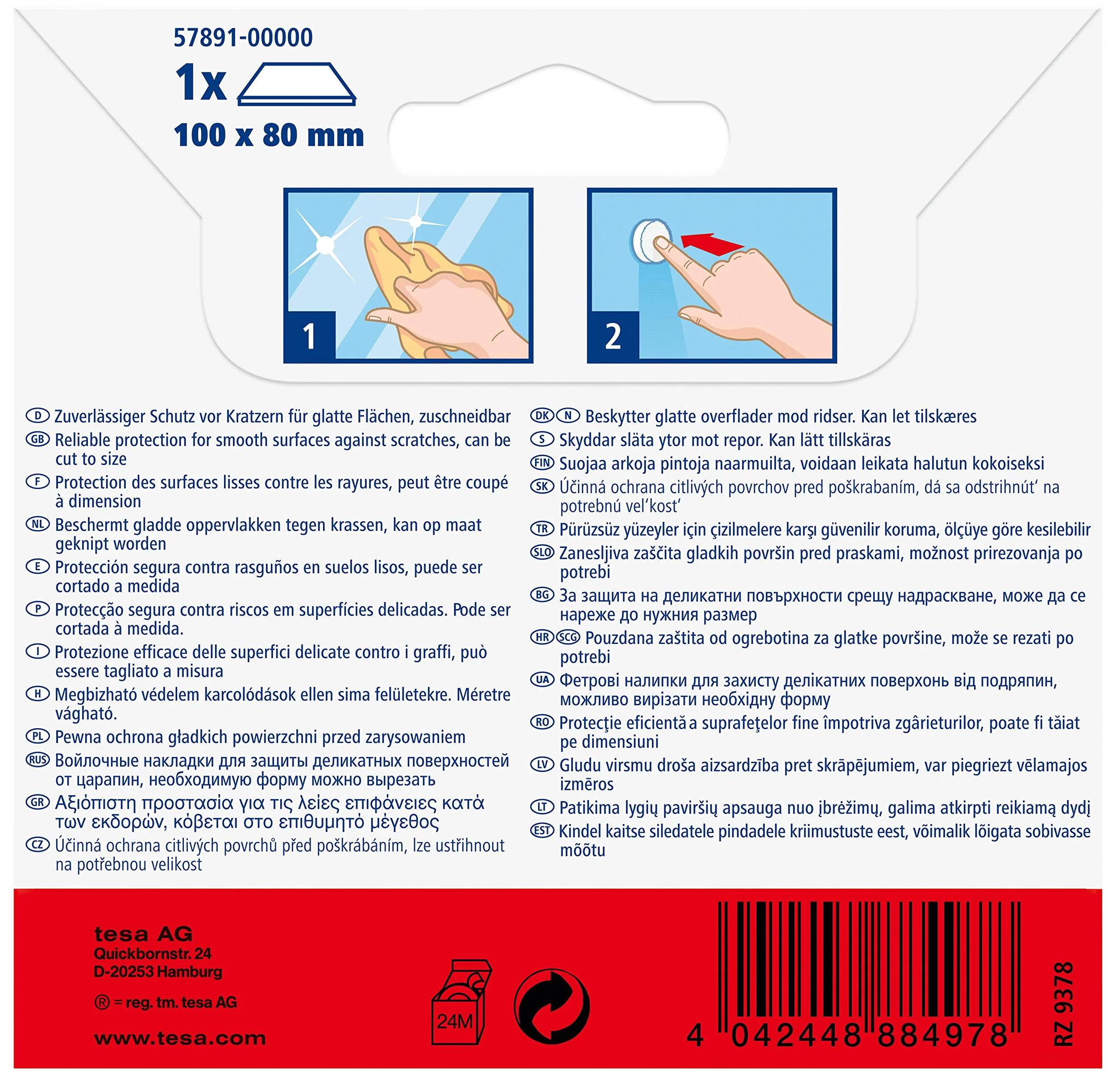 tesa UK Protect Anti Scratch Samoprzylepny Filc 100 mm x 80 mm - Brązowy